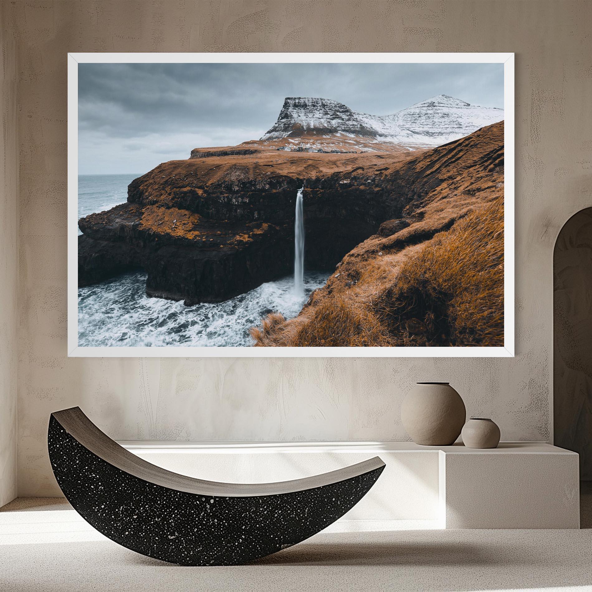 Картина на платно Black Houses Waterfall mockup 8