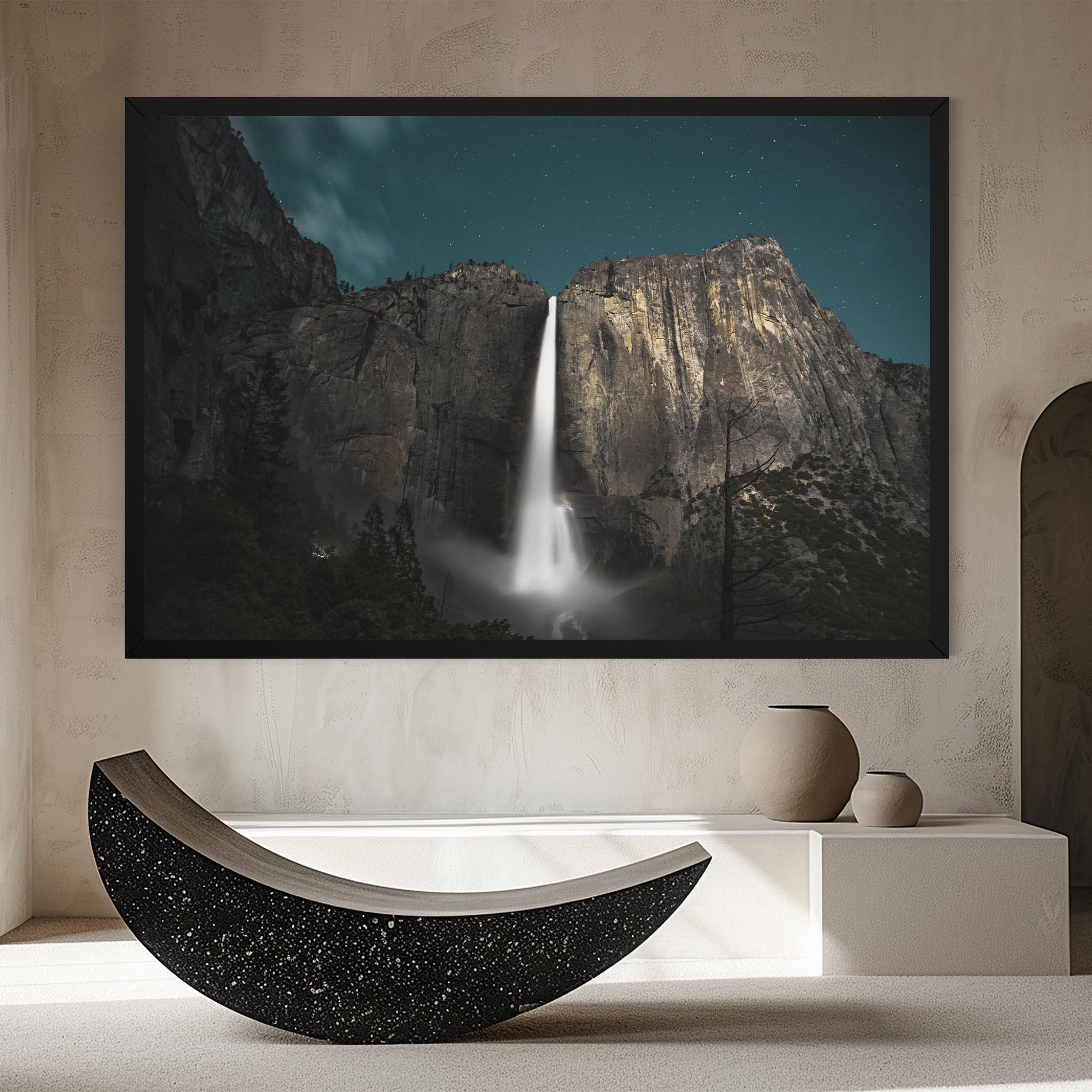 Картина на платно Dark Blue Sky Waterfall mockup 8