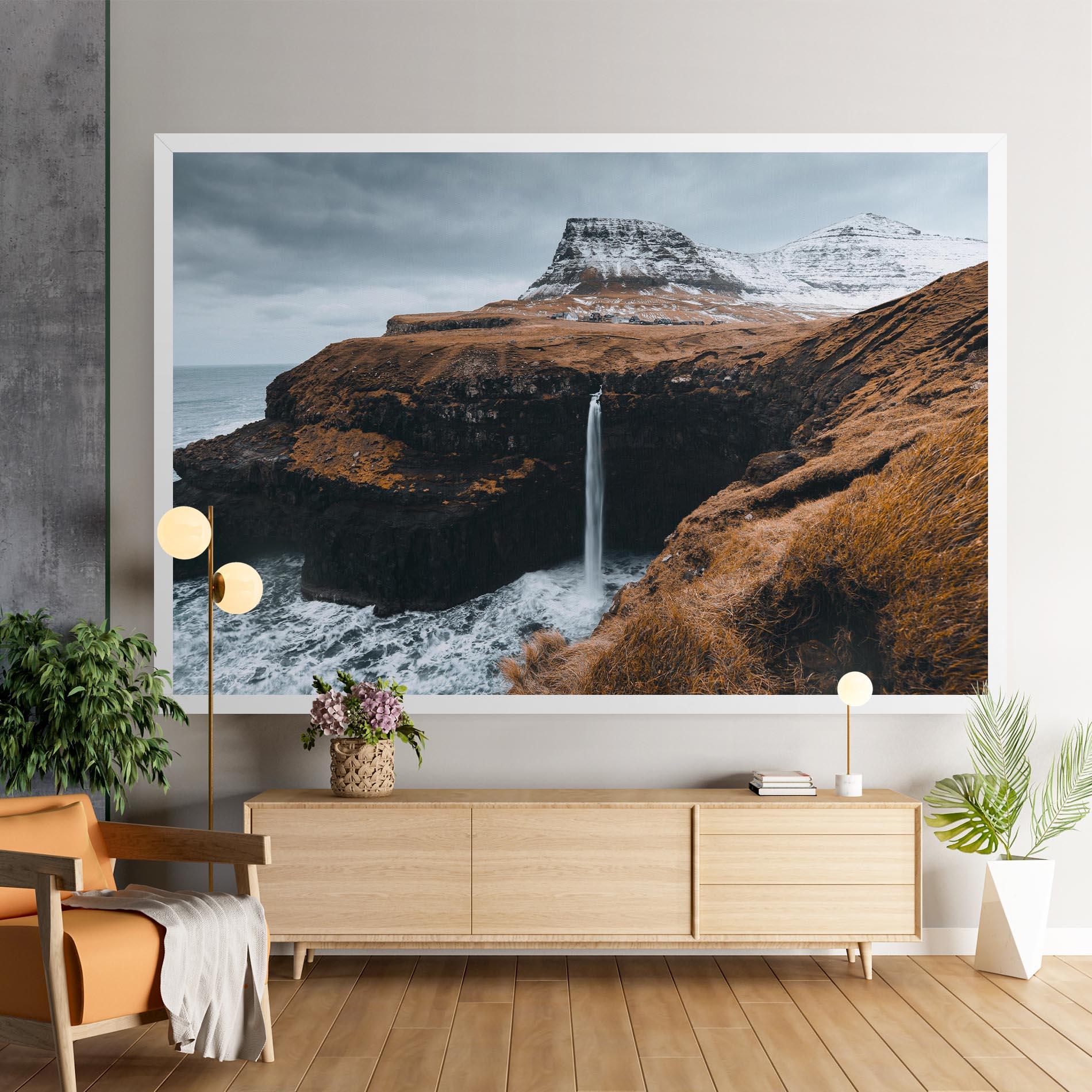 Картина на платно Black Houses Waterfall mockup 9