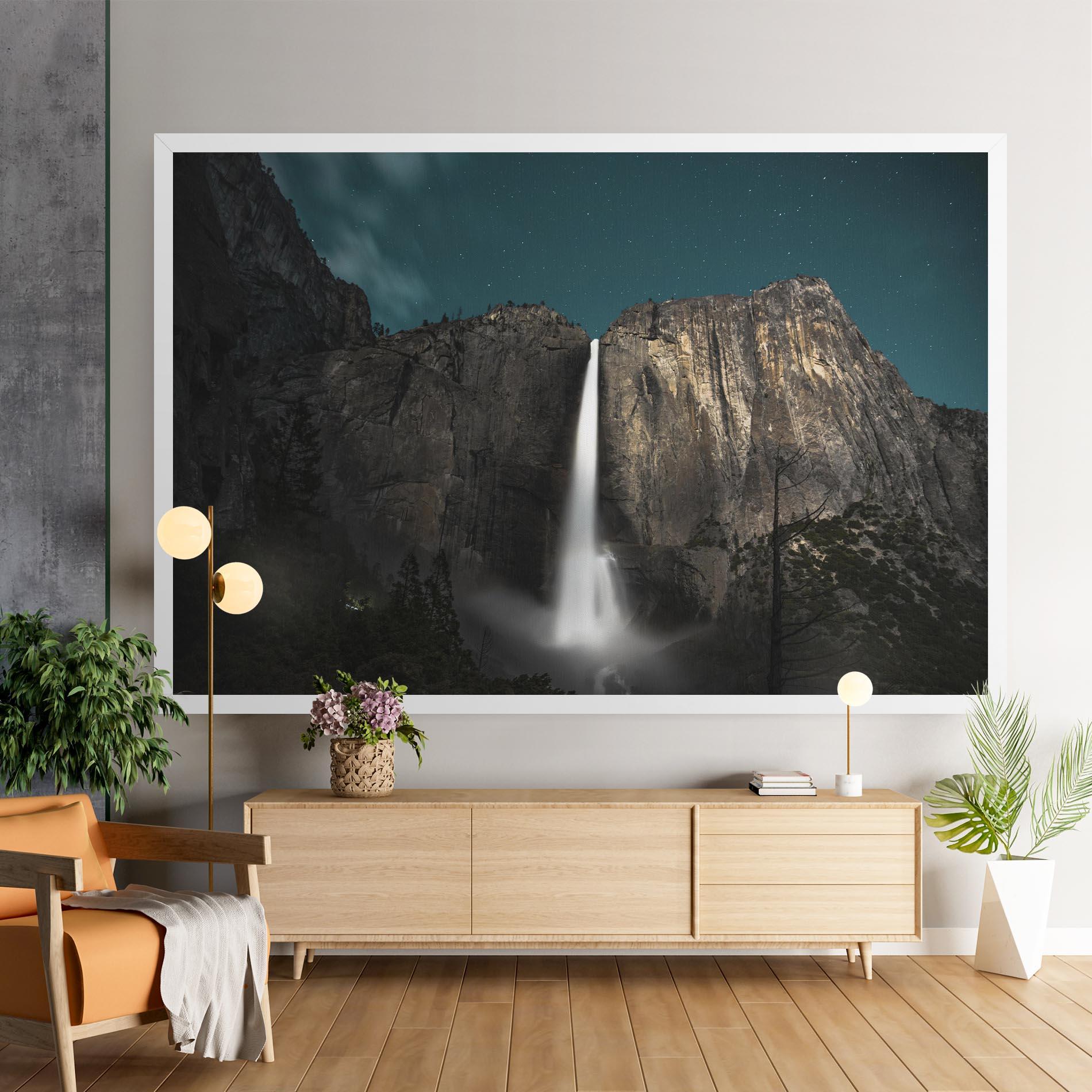 Картина на платно Dark Blue Sky Waterfall mockup 9