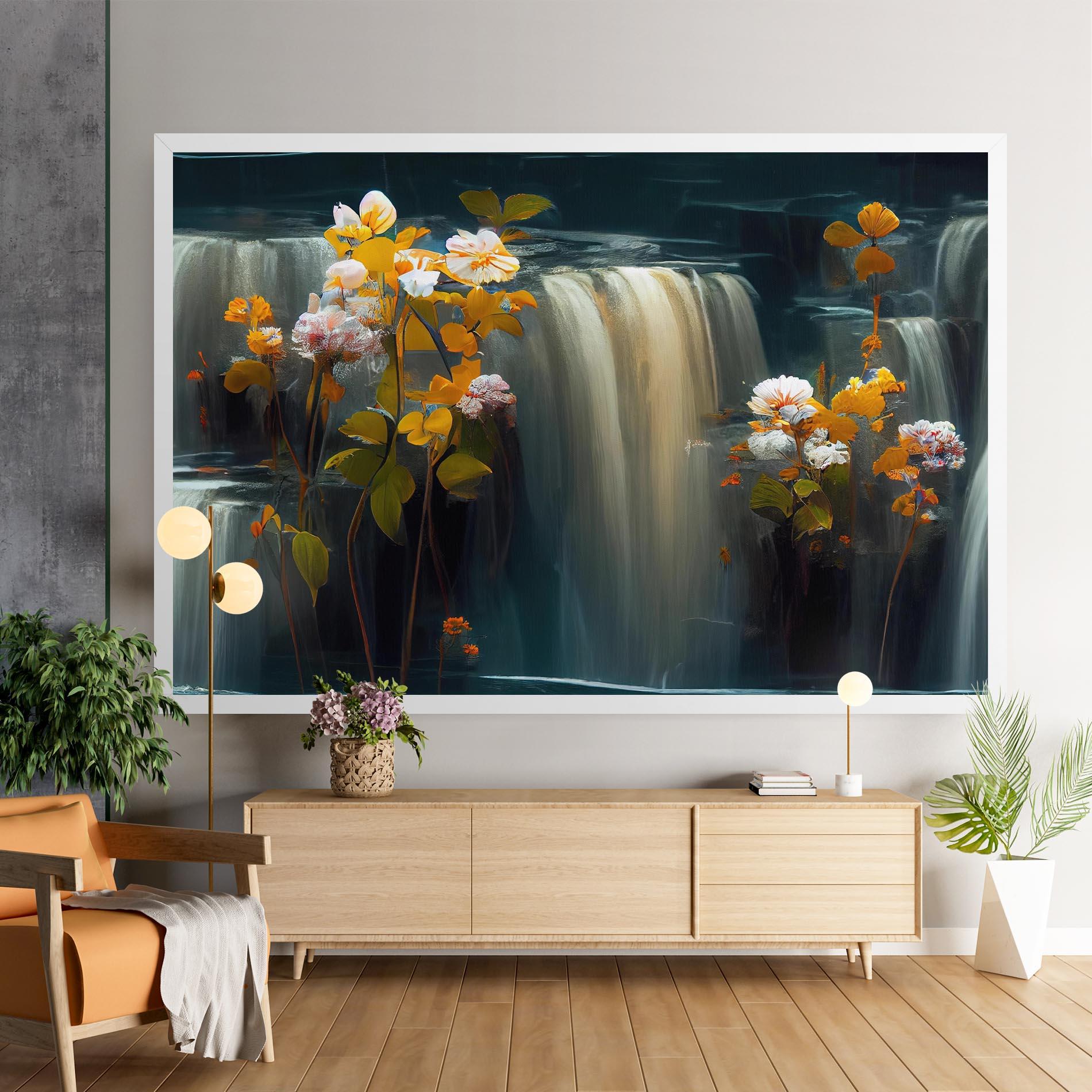 Картина на платно Flowers Waterfall mockup 9