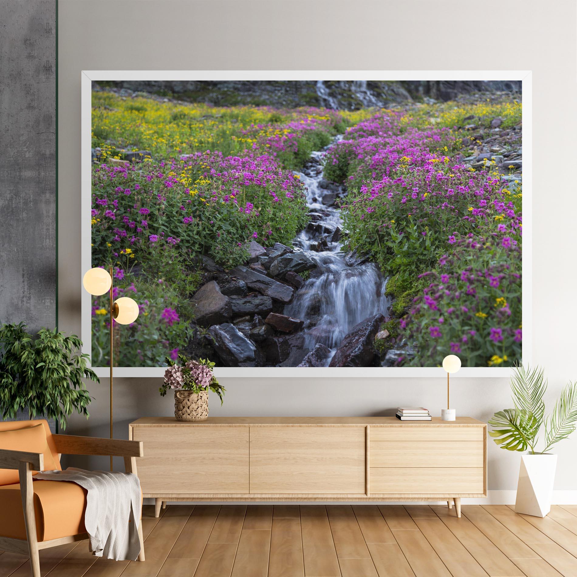Картина на платно Purple Field Waterfall mockup 9