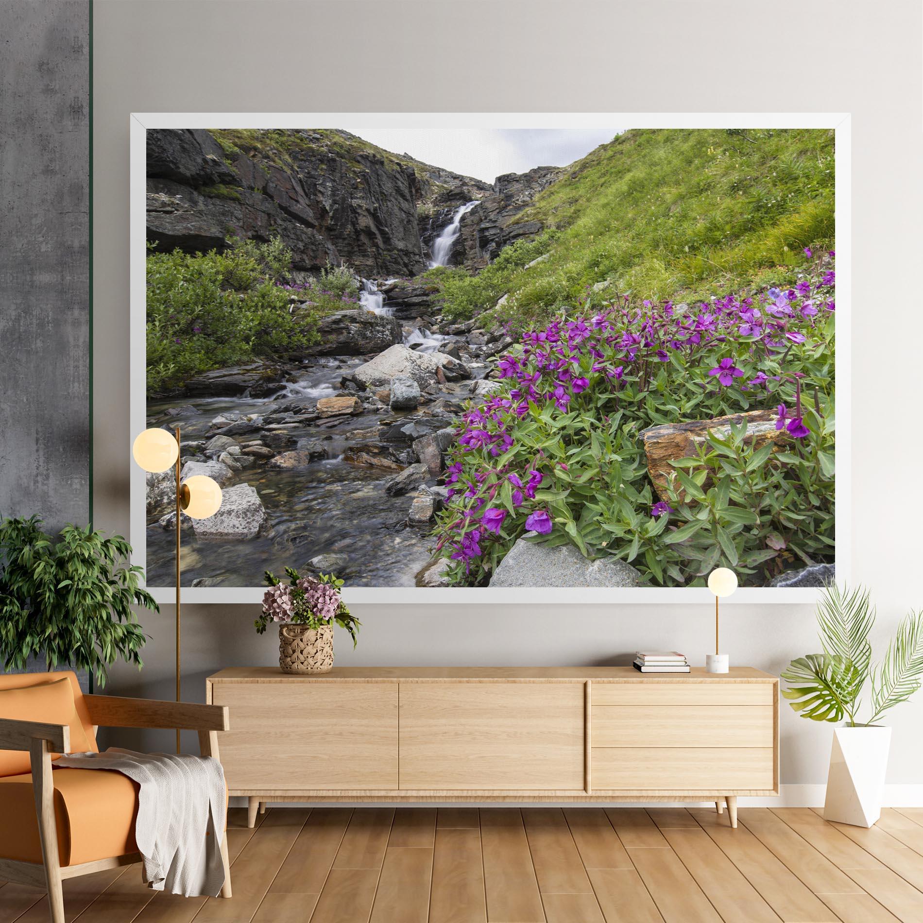 Картина на платно Purple Flowers Waterfall mockup 9