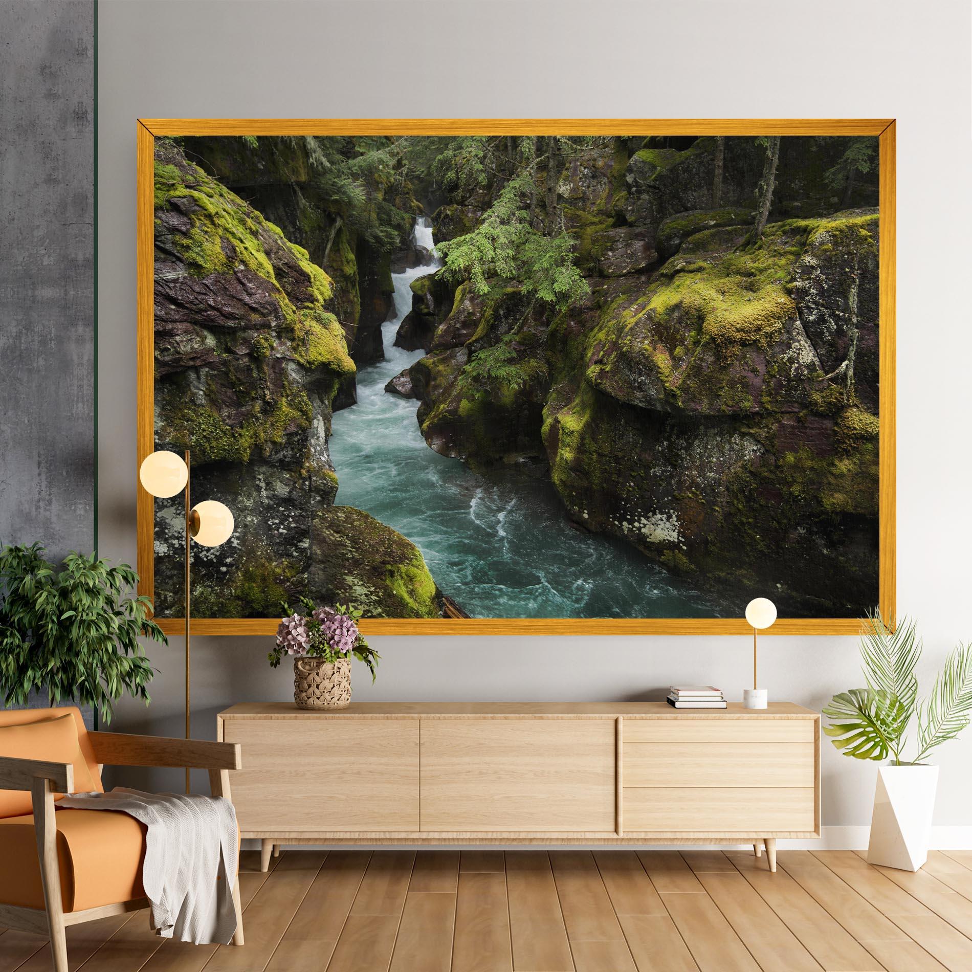 Картина на платно Blue Majestic Waterfall mockup 9