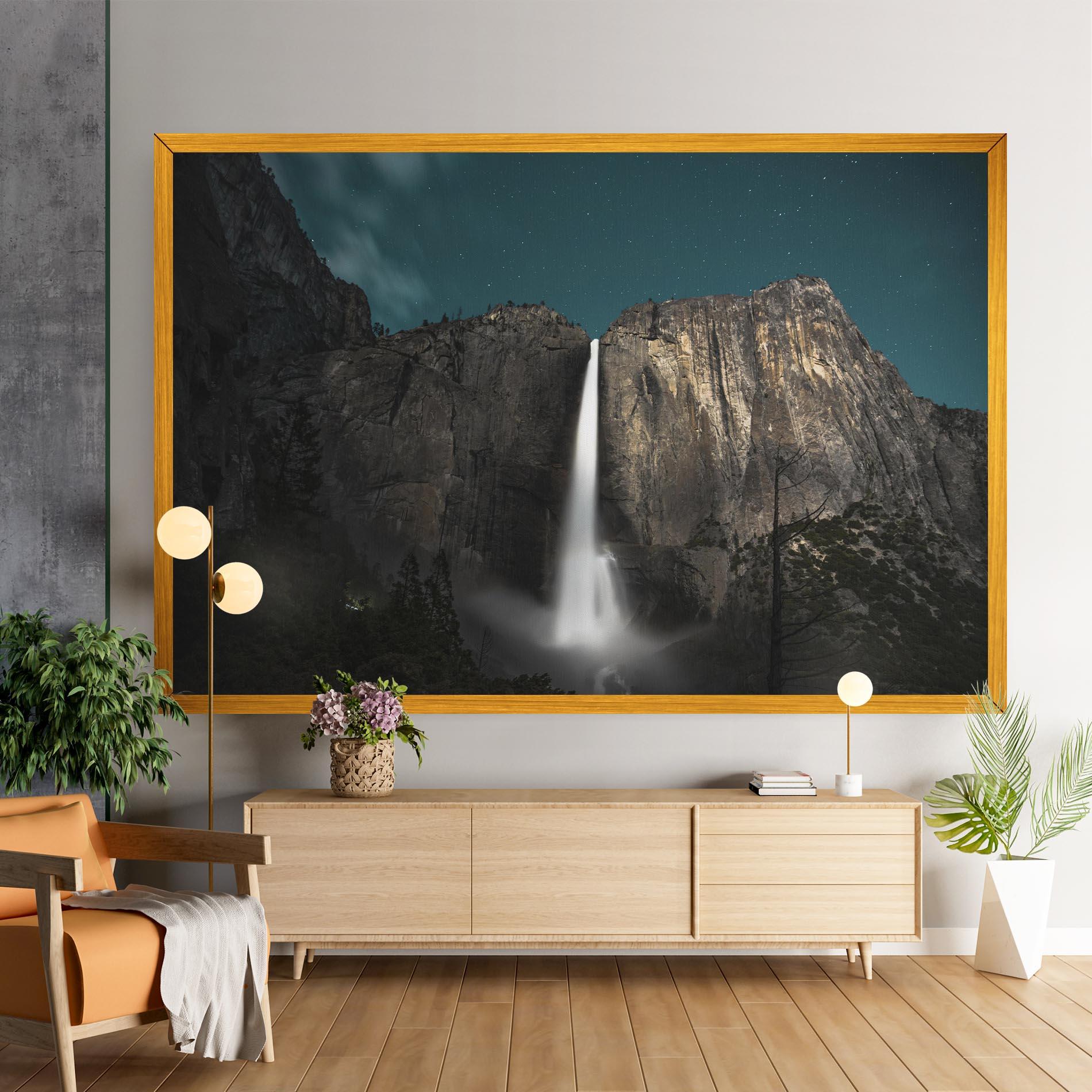 Картина на платно Dark Blue Sky Waterfall mockup 9