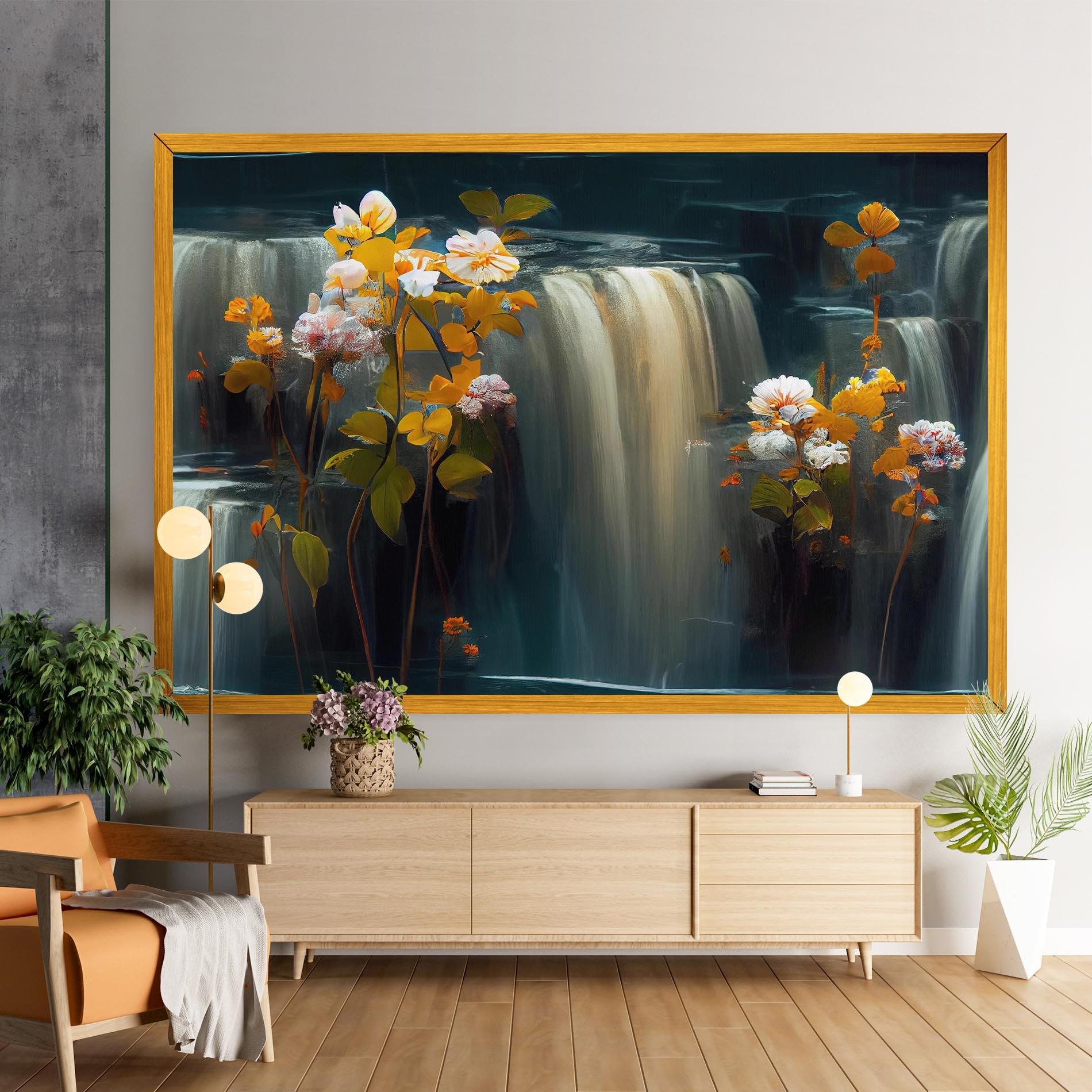 Картина на платно Flowers Waterfall mockup 9