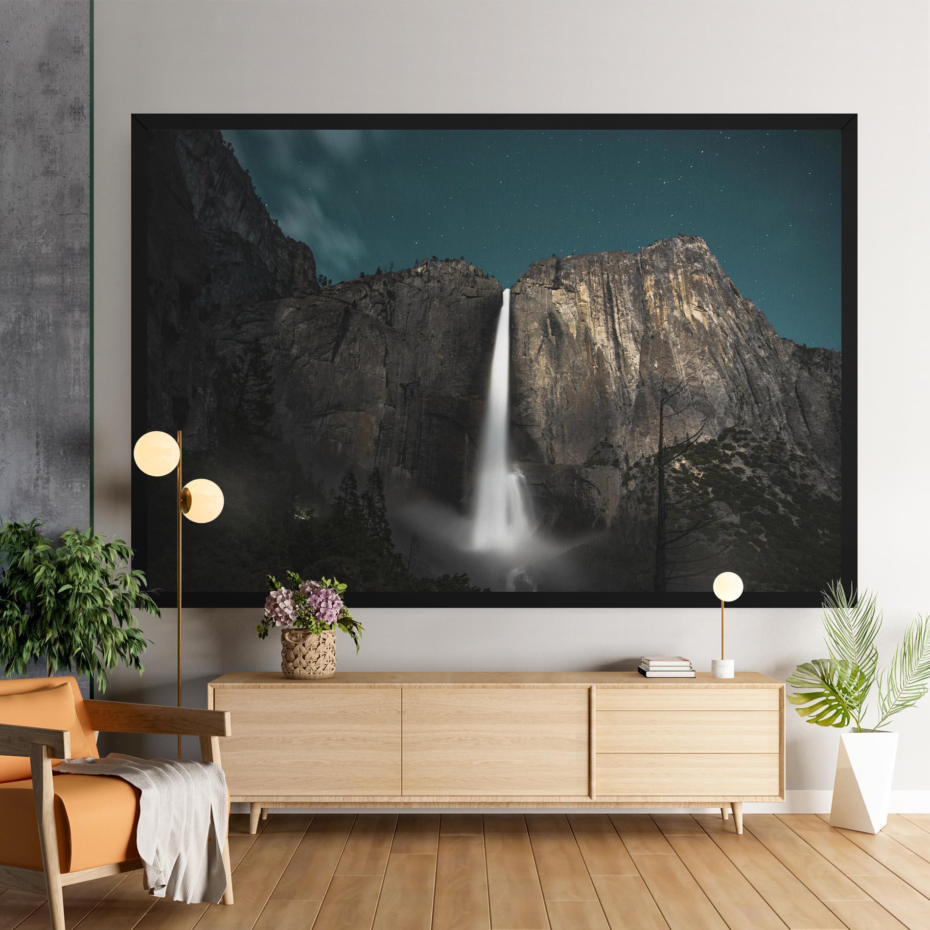 Картина на платно Dark Blue Sky Waterfall mockup 9