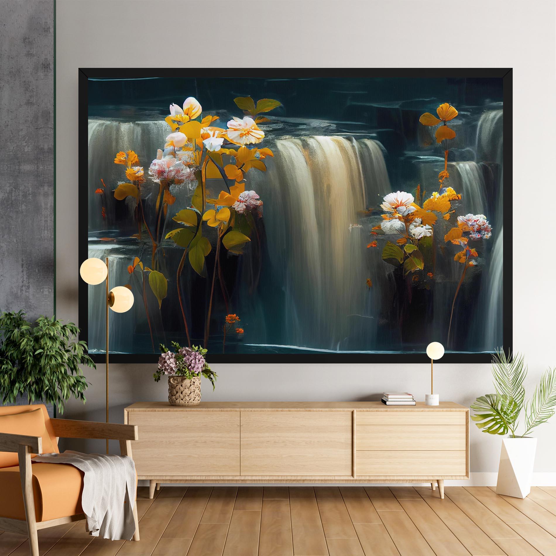Картина на платно Flowers Waterfall mockup 9