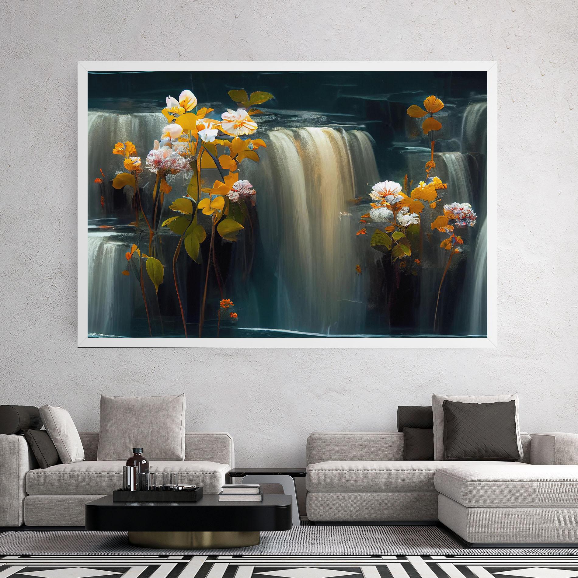 Картина на платно Flowers Waterfall mockup 2