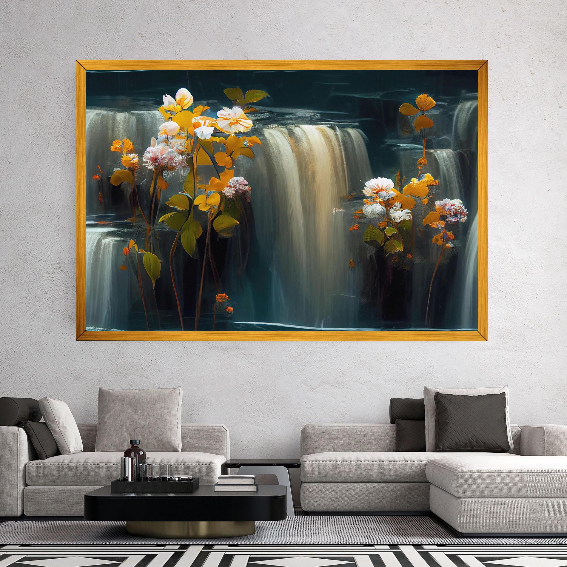 Картина на платно Flowers Waterfall mockup 2
