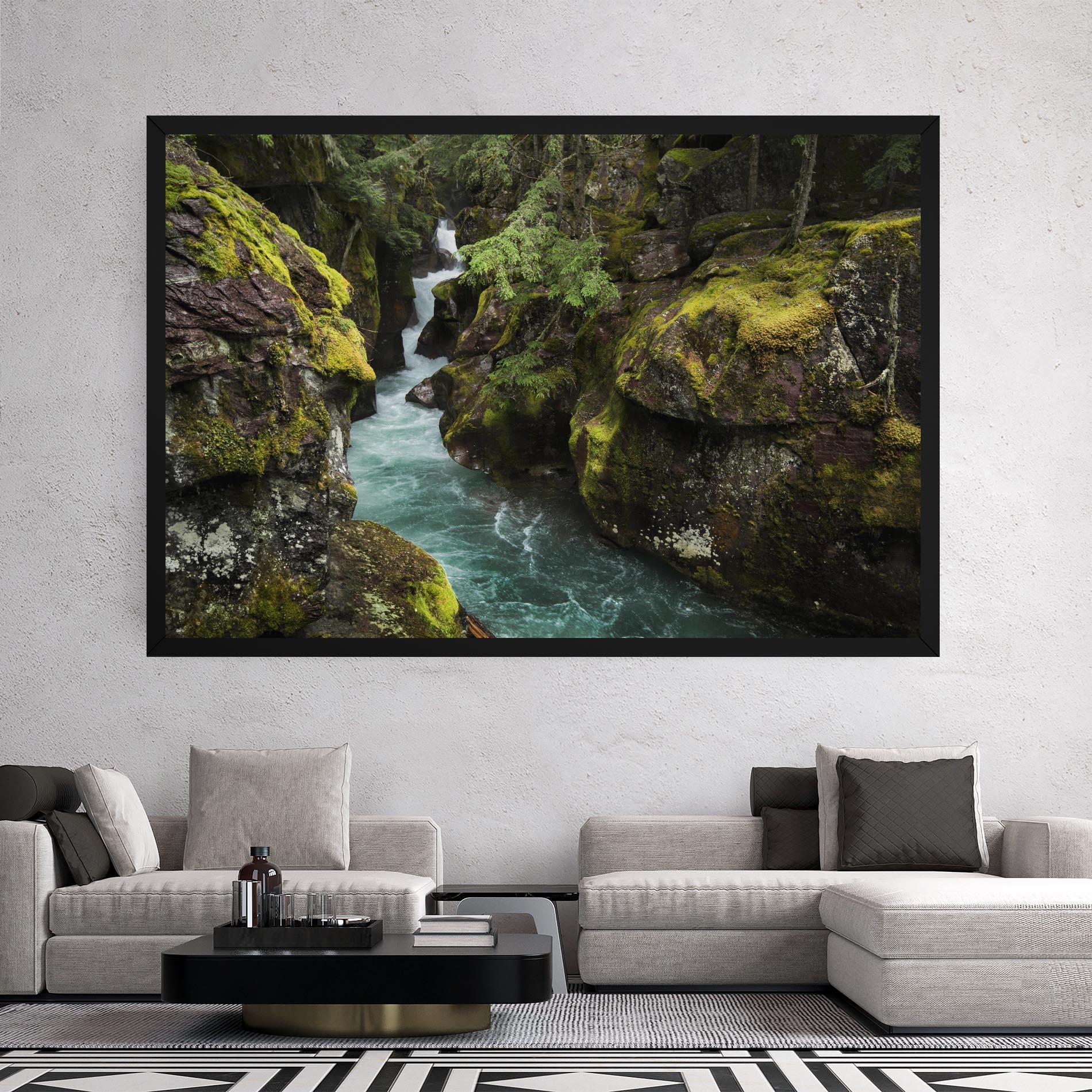 Картина на платно Blue Majestic Waterfall mockup 2