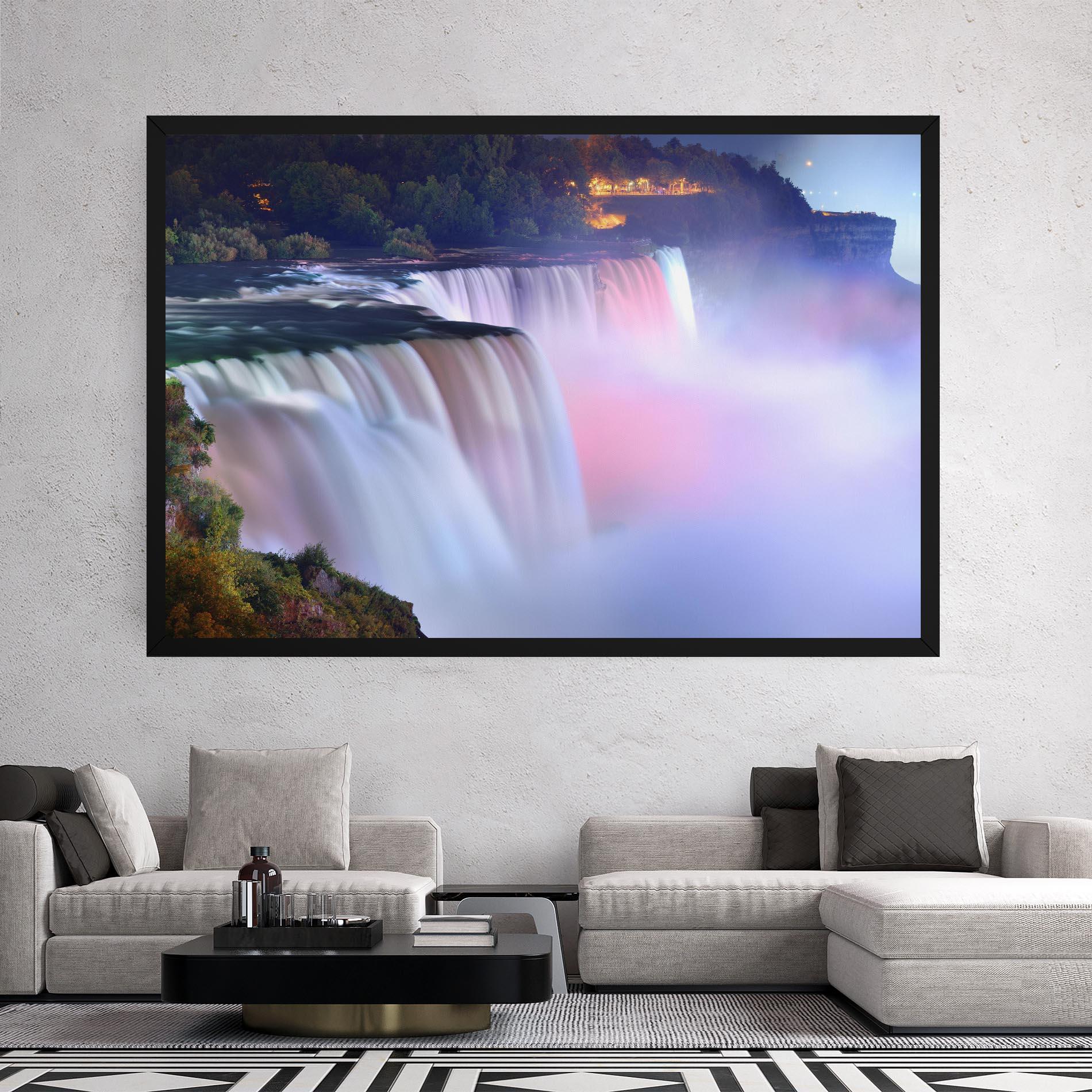 Картина на платно Dreamy Purple Waterfall mockup 2