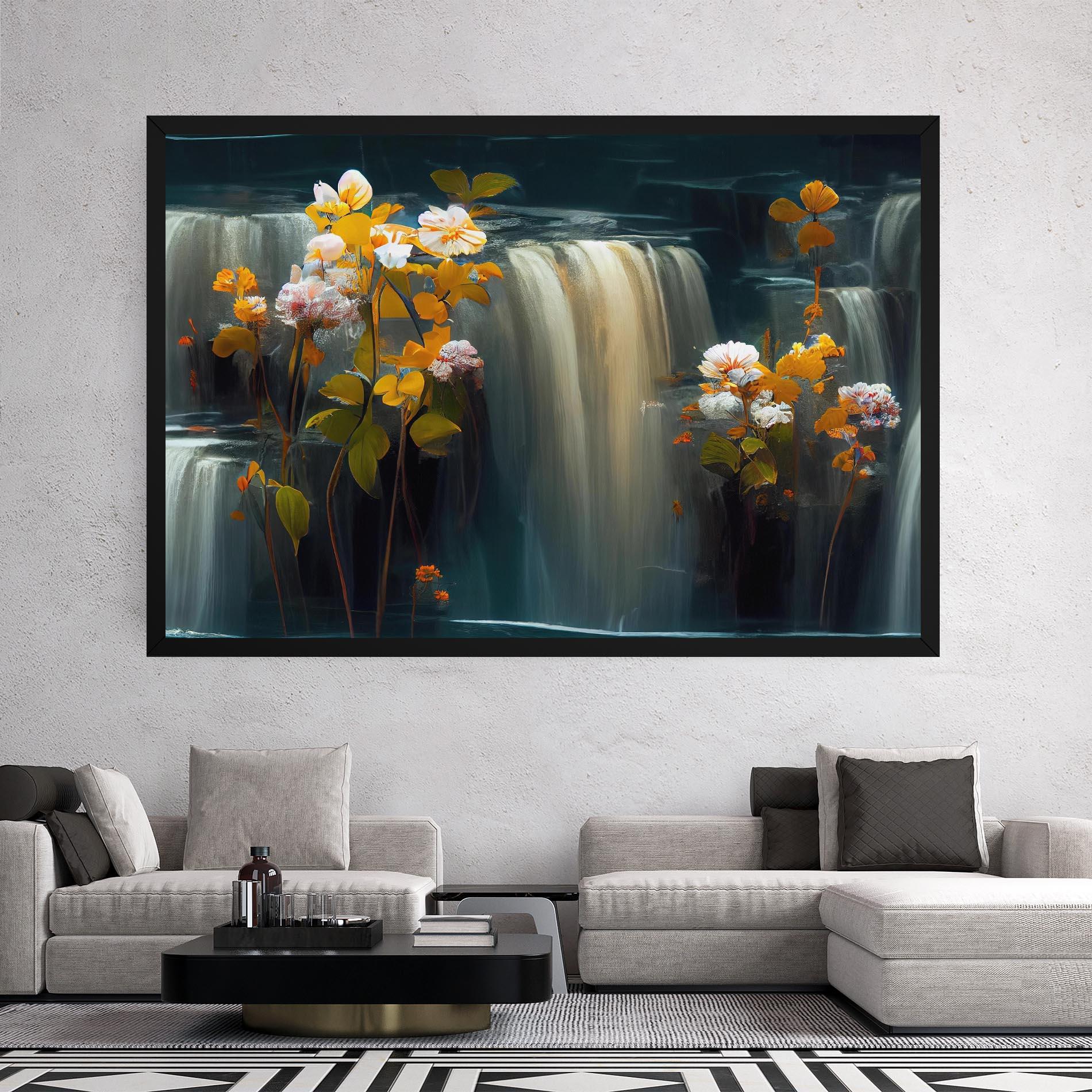 Картина на платно Flowers Waterfall mockup 2