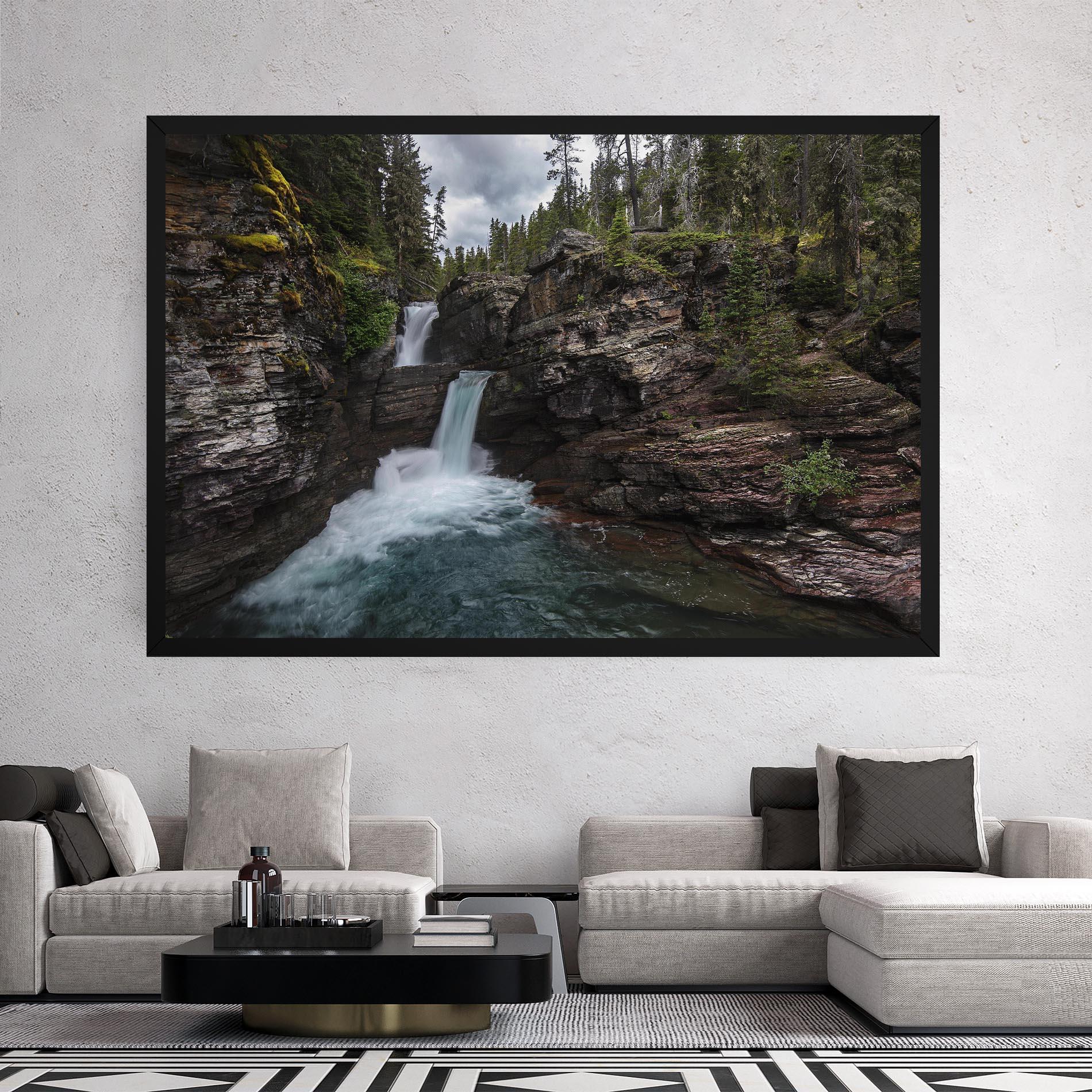Картина на платно Majestic Forest Waterfall mockup 2