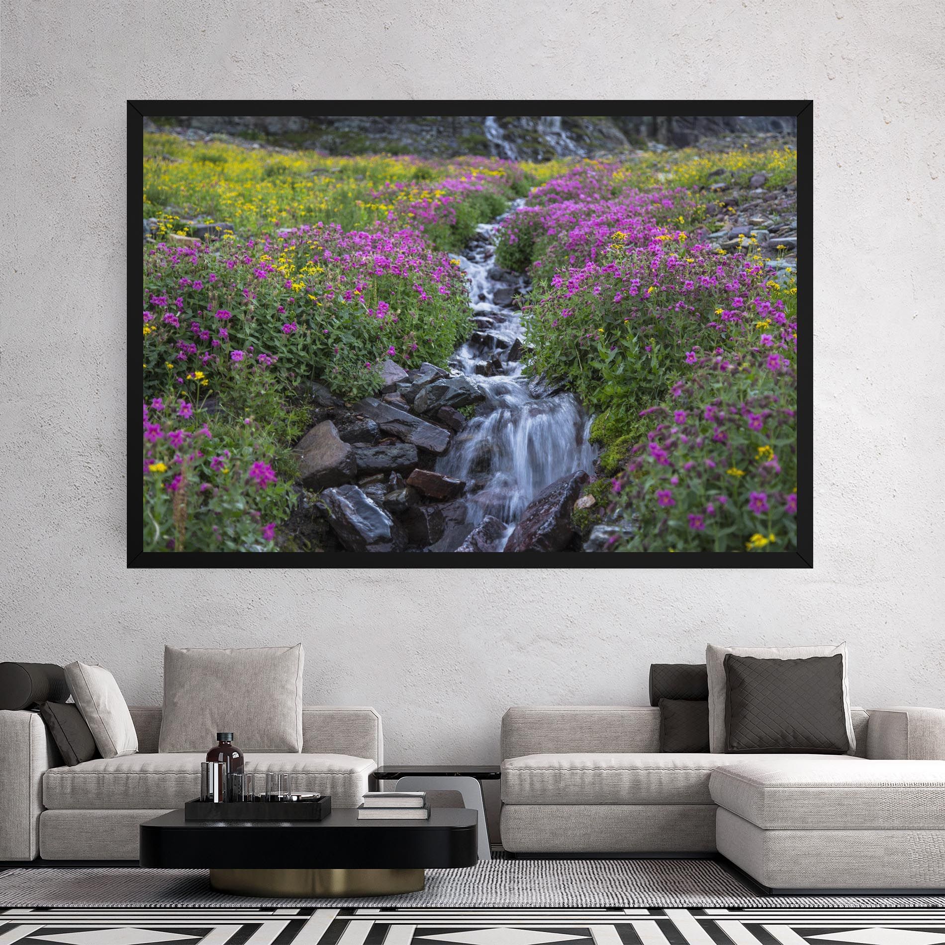 Purple Field Waterfall mockup 2
