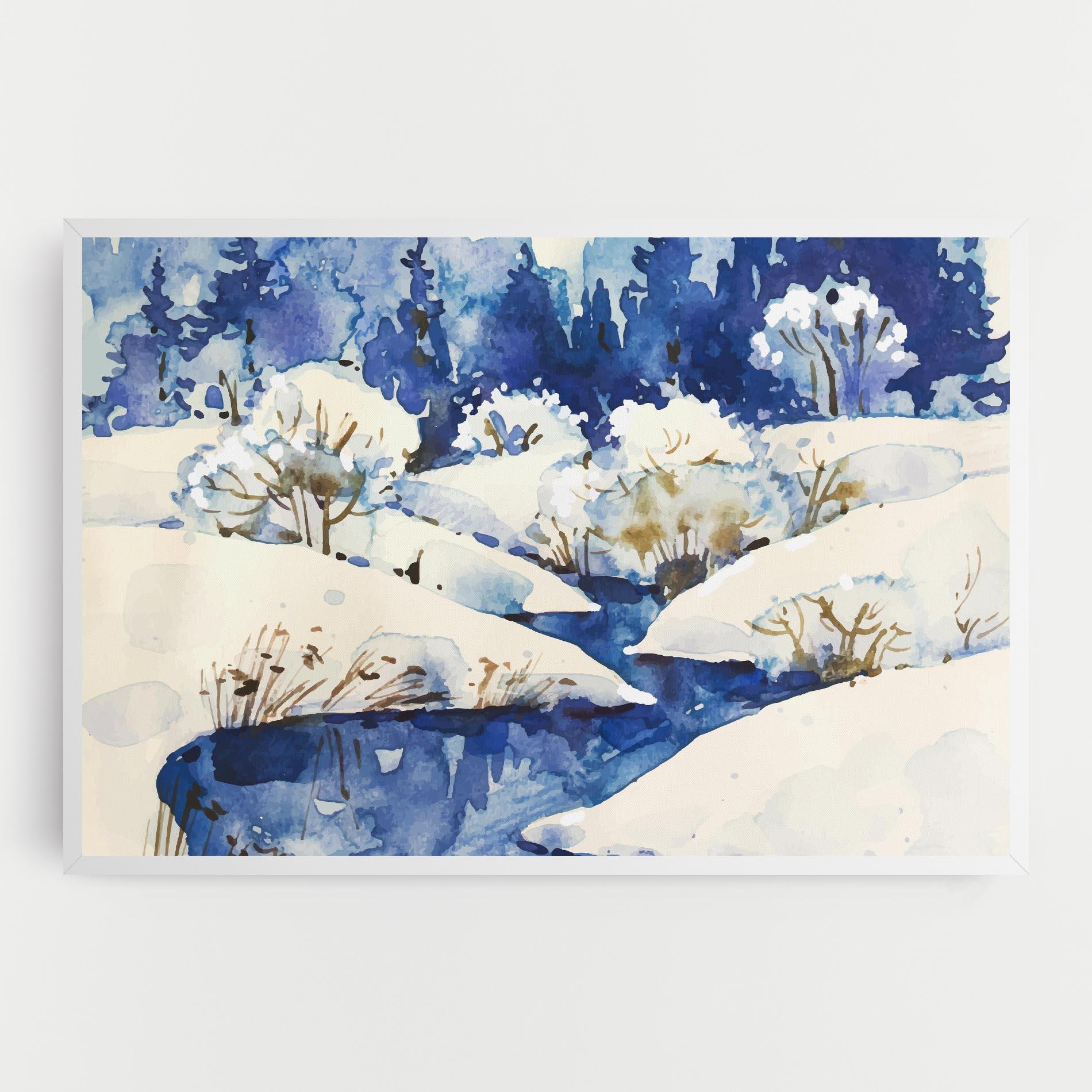 Картина на платно Blue Trees Winter mockup 0