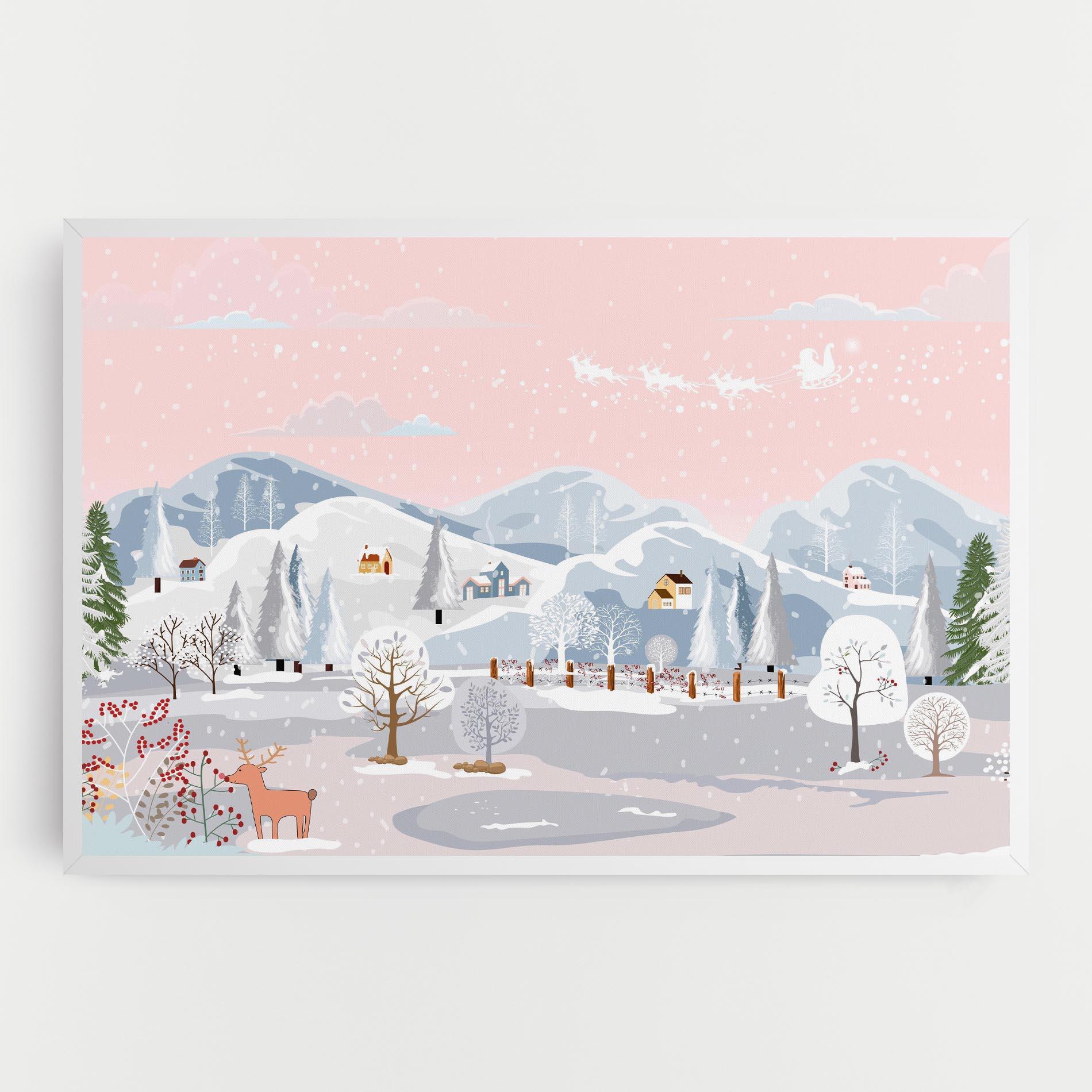 Картина на платно Pink Sky Winter mockup 0