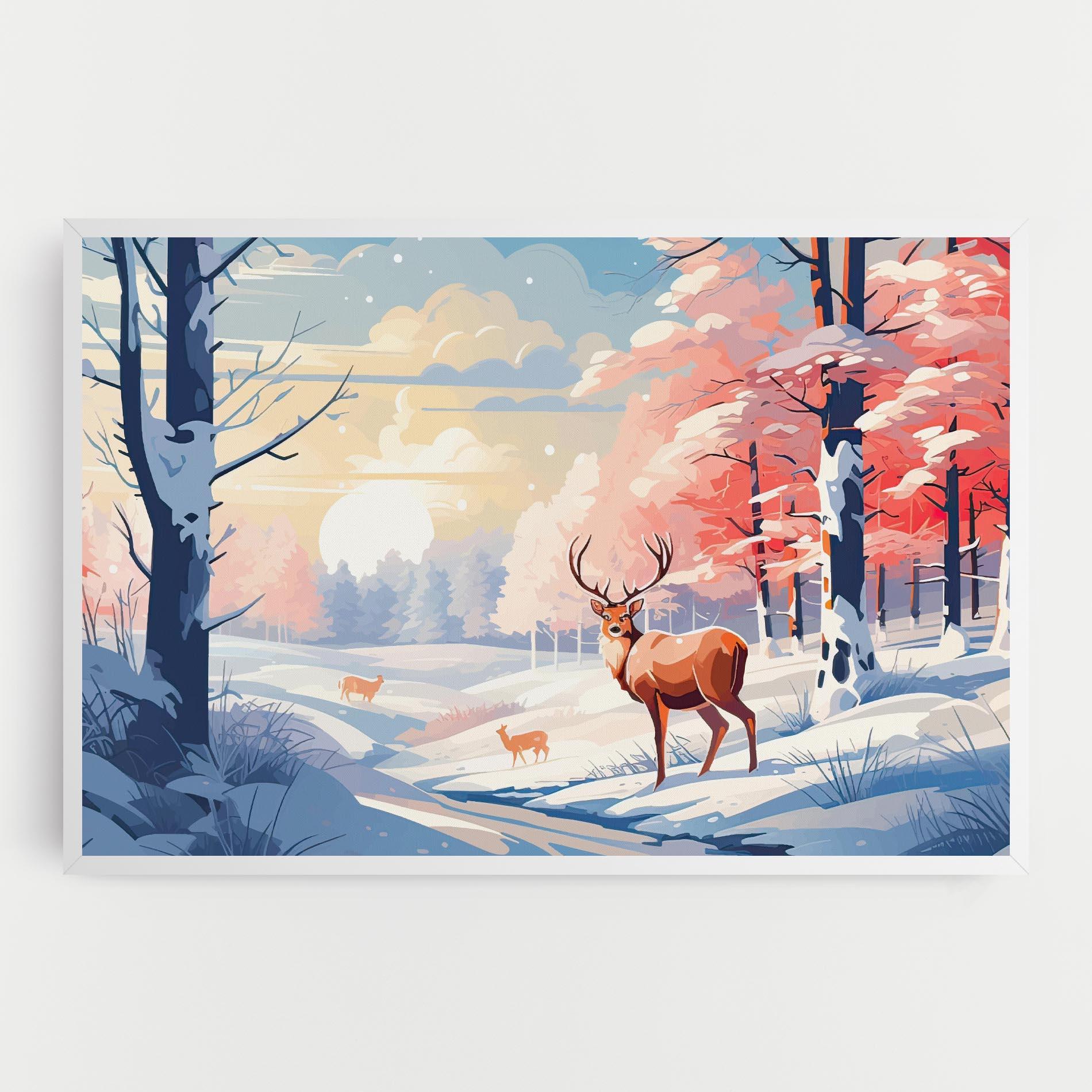 Картина на платно Winter Deer Art mockup 0