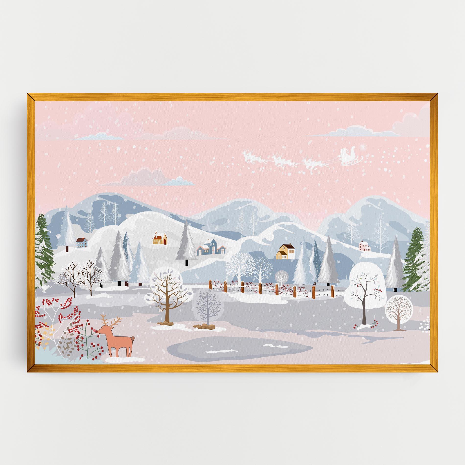 Картина на платно Pink Sky Winter mockup 0