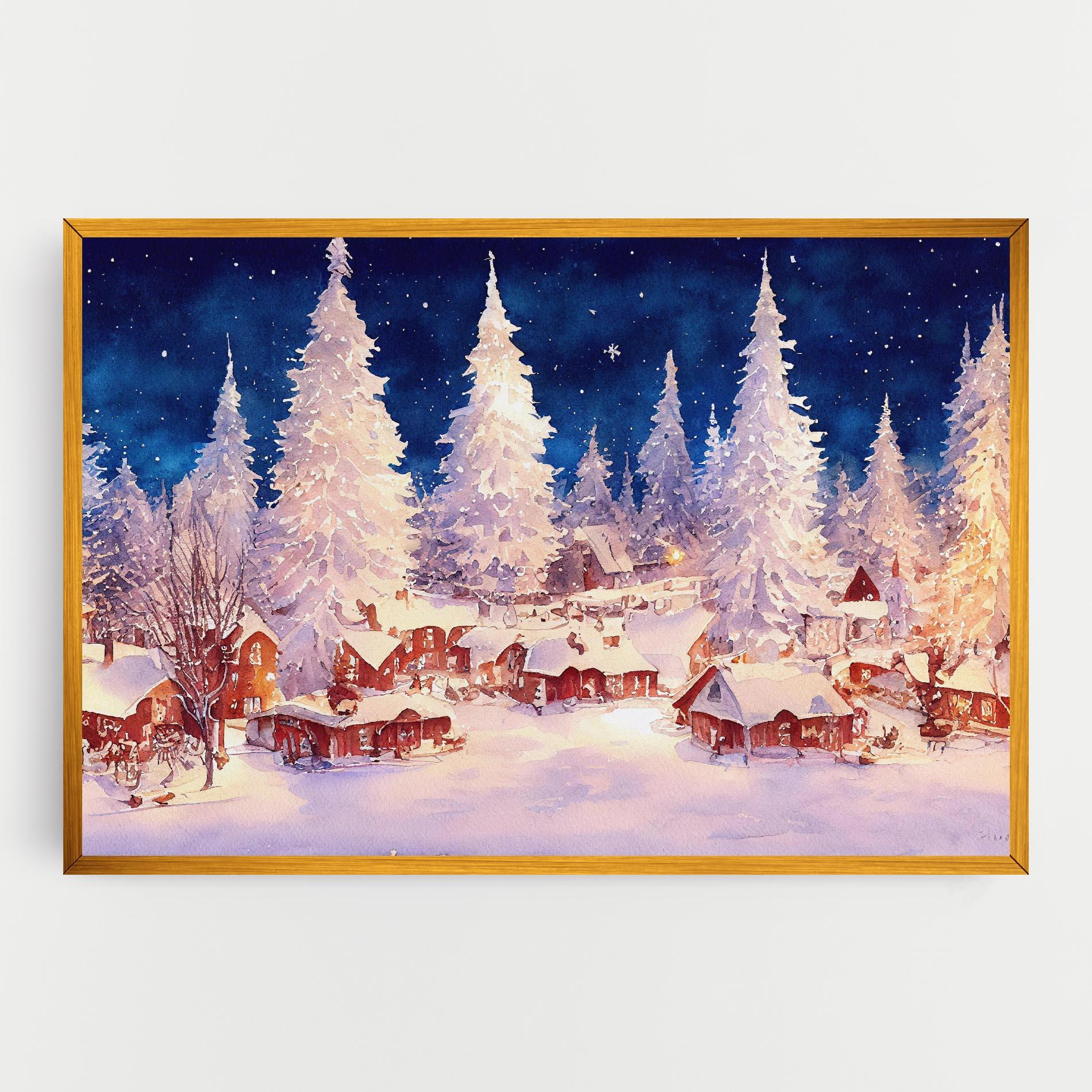 Картина на платно Snow Falling Painting mockup 0
