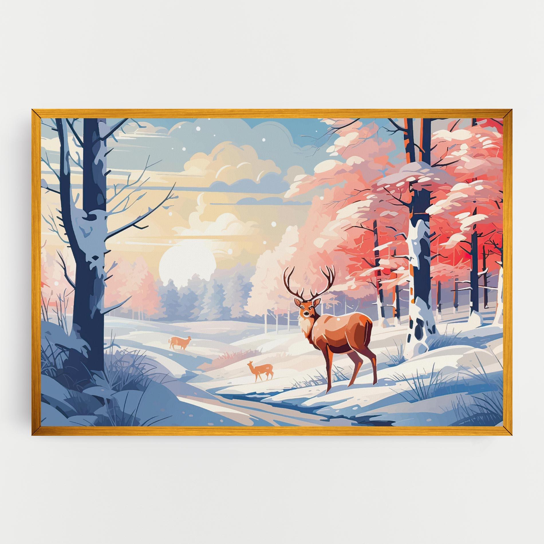 Картина на платно Winter Deer Art mockup 0