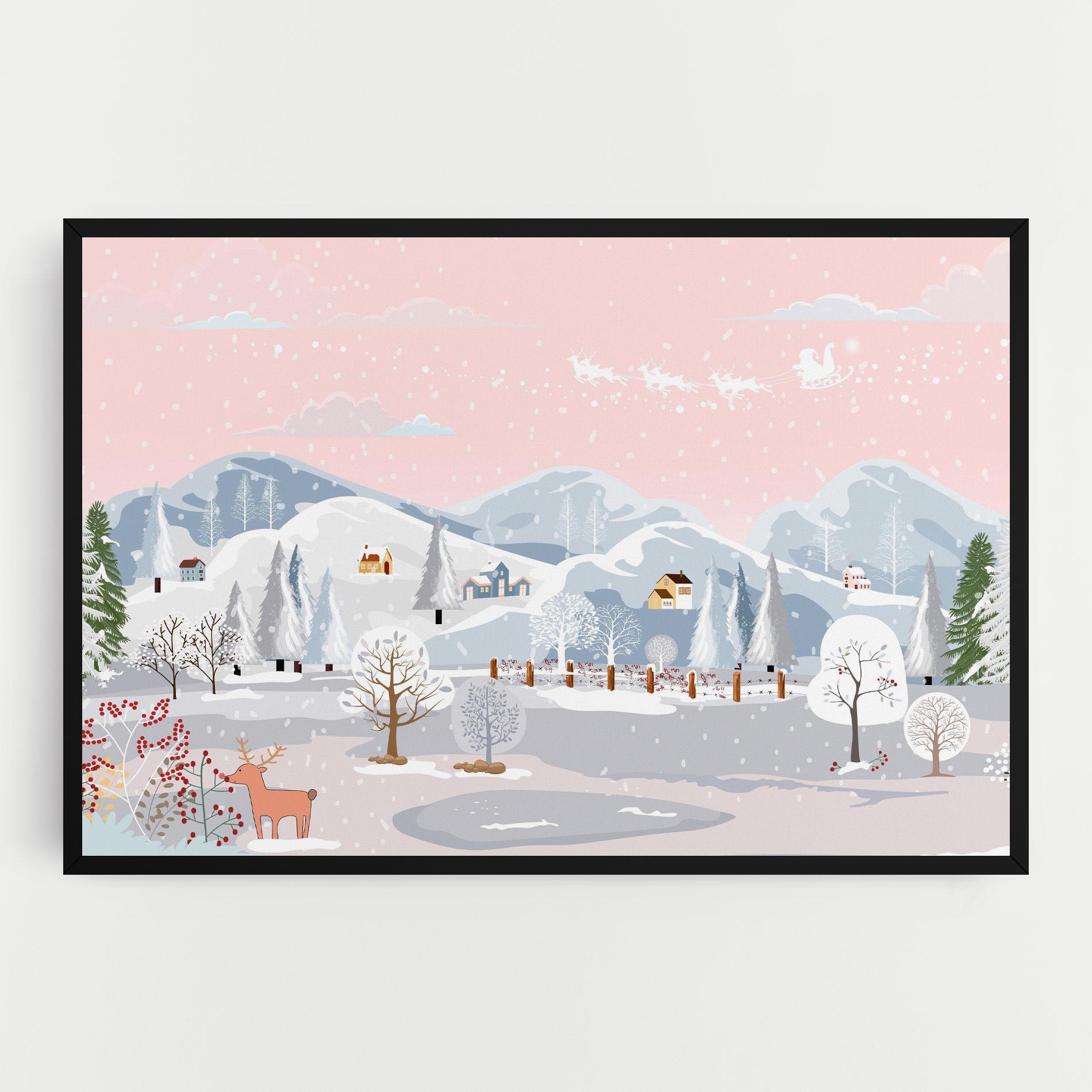 Картина на платно Pink Sky Winter mockup 0