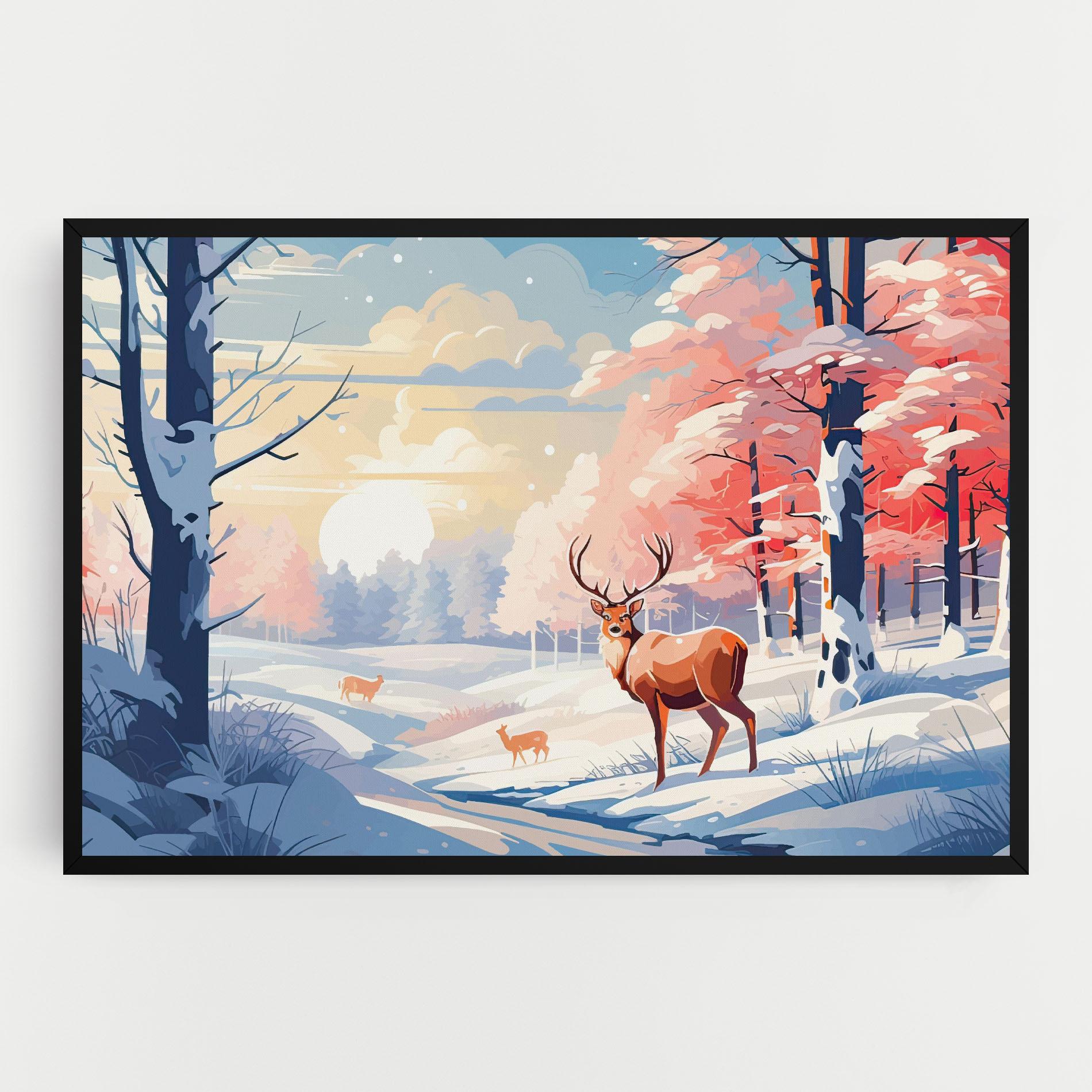Картина на платно Winter Deer Art mockup 0