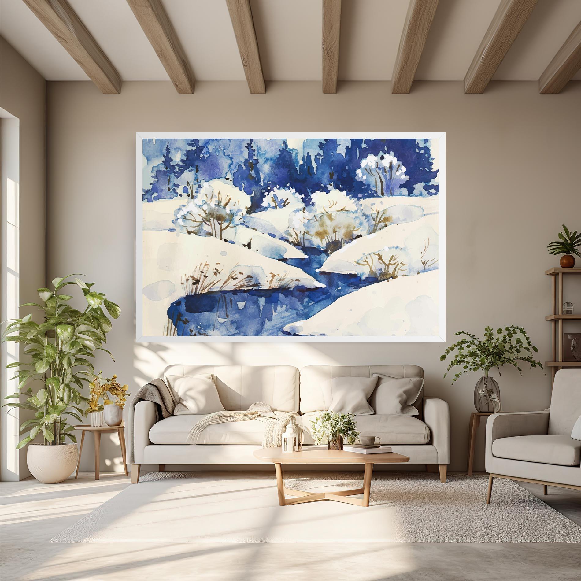 Картина на платно Blue Trees Winter mockup 6