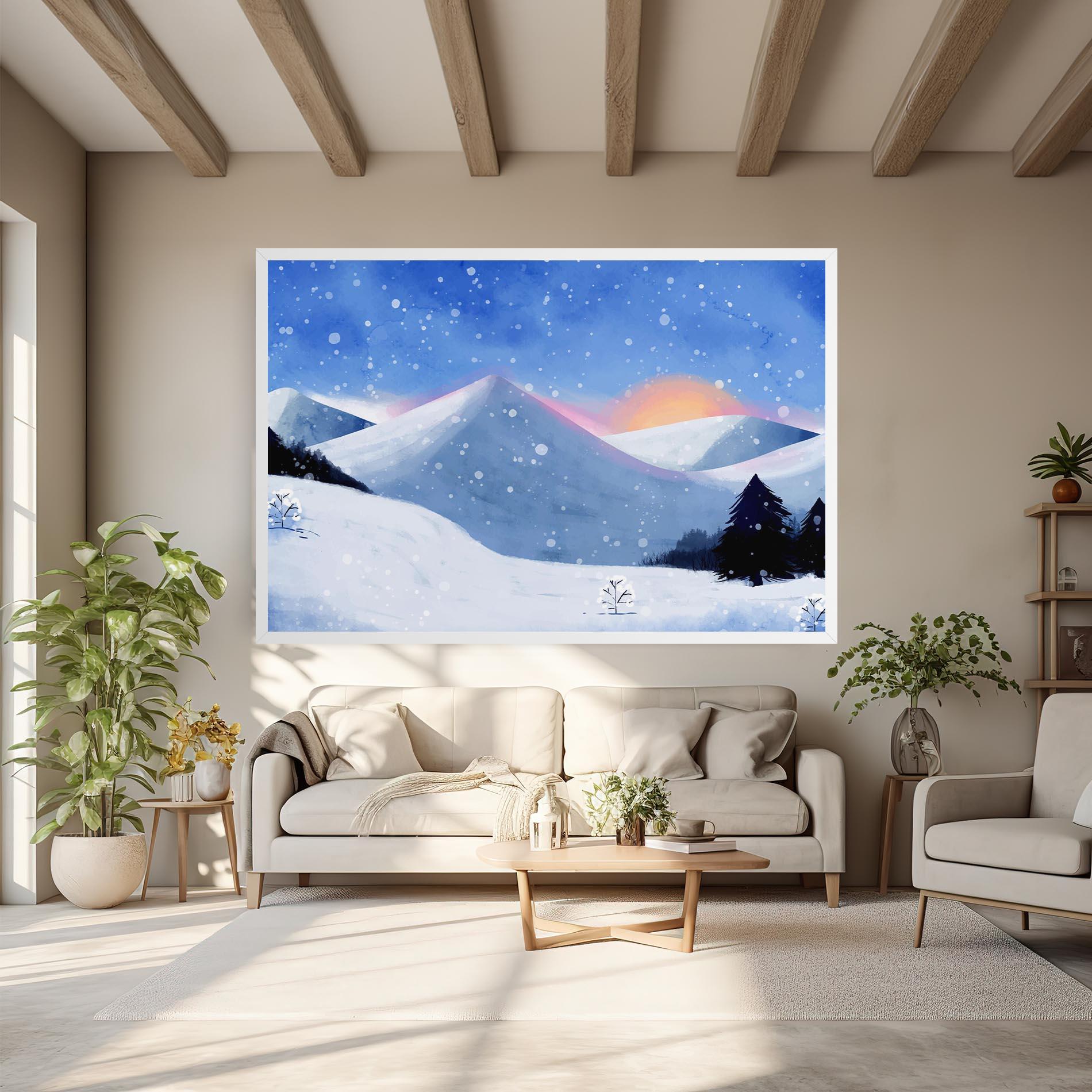 Картина на платно Mountain Snow Art mockup 6
