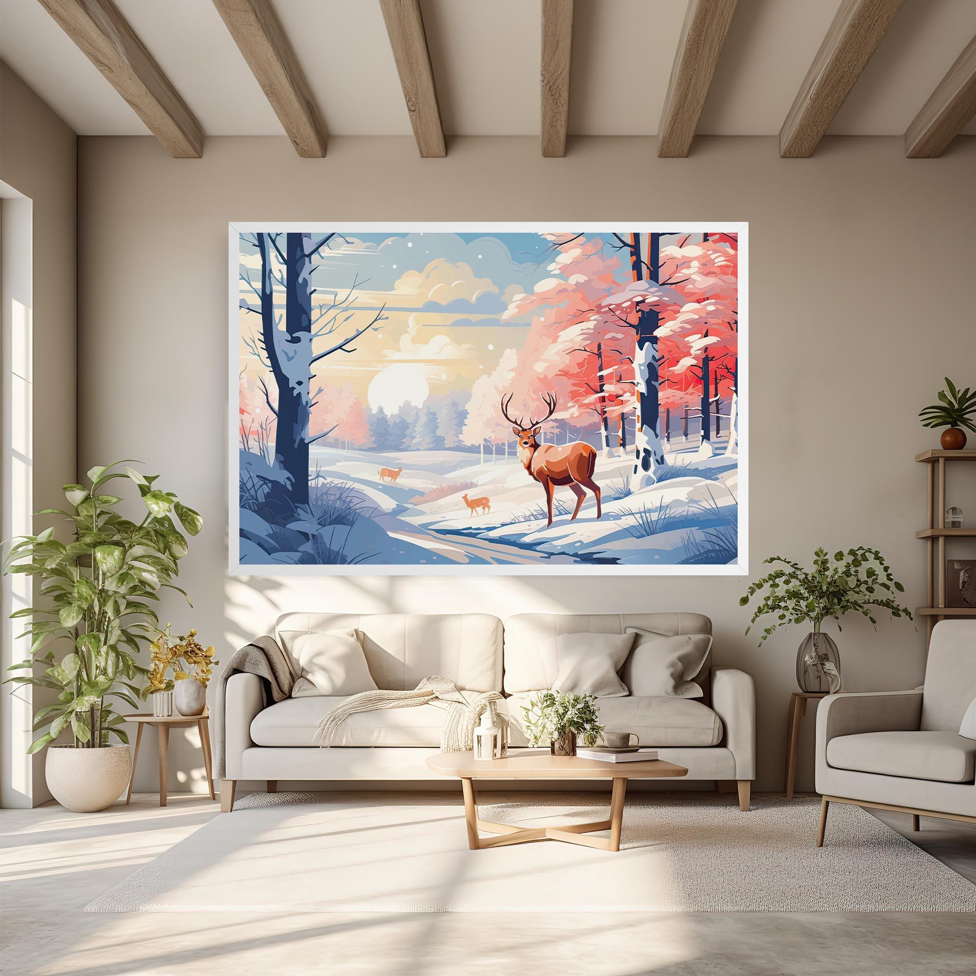 Картина на платно Winter Deer Art mockup 6