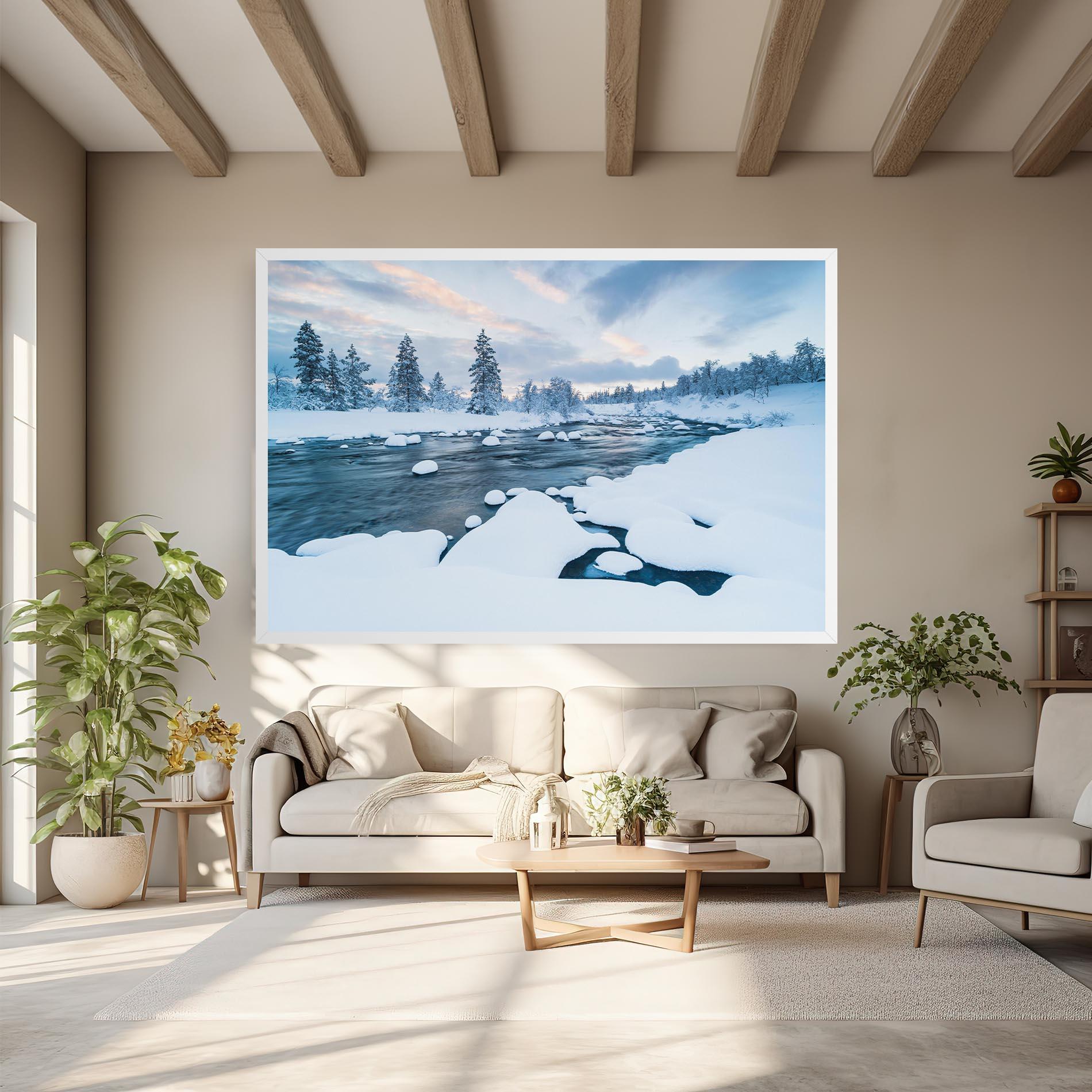 Картина на платно Winter River mockup 6