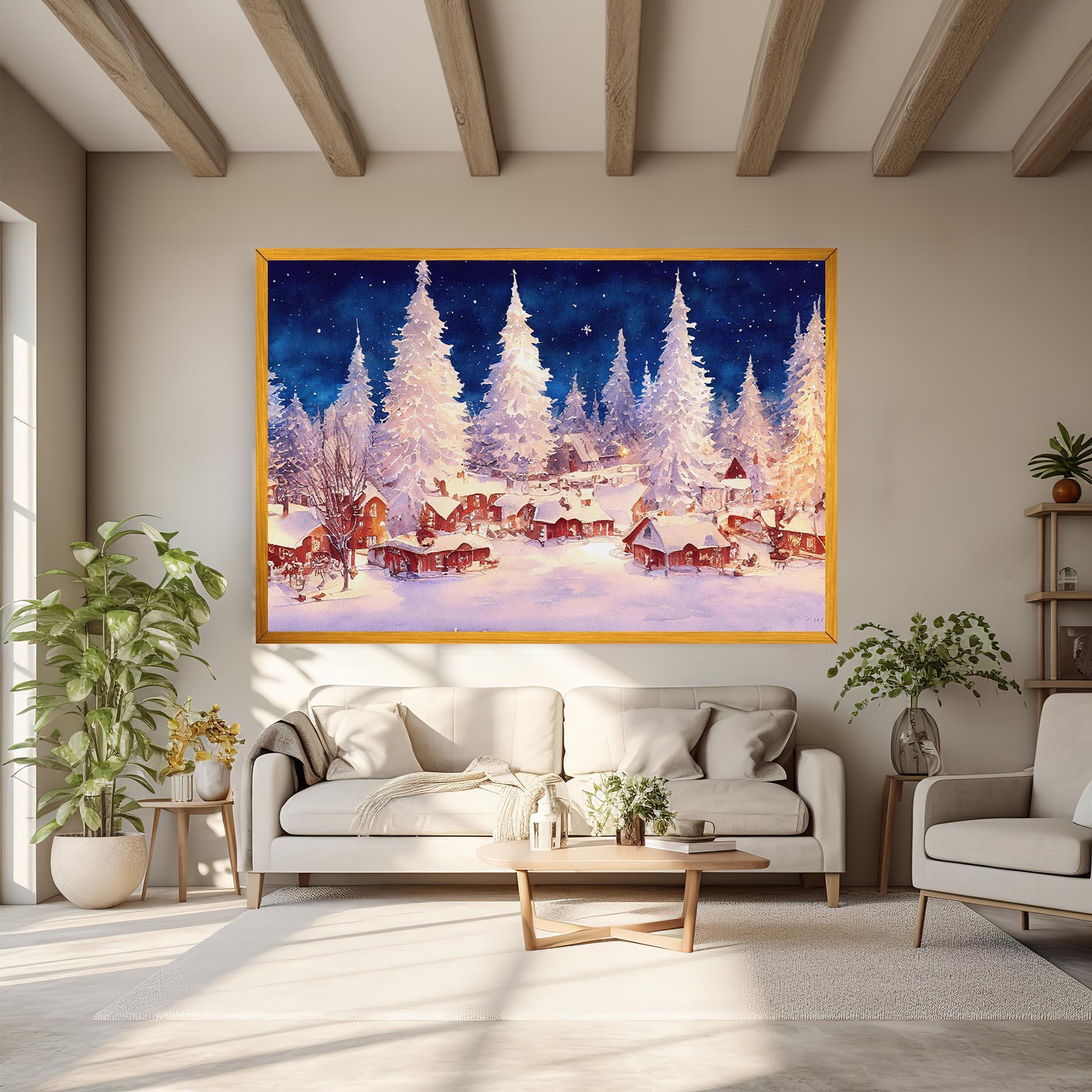 Картина на платно Snow Falling Painting mockup 6