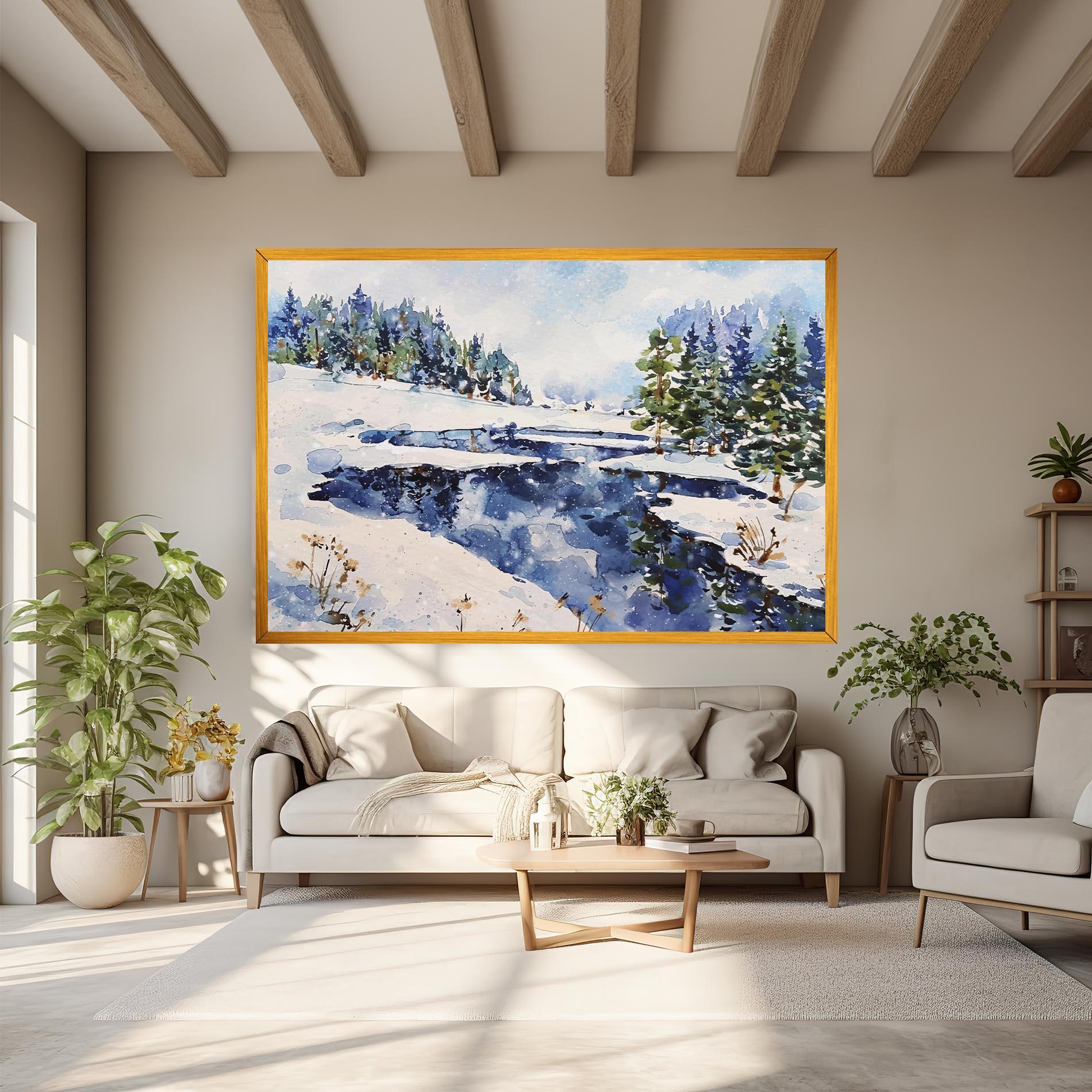 Картина на платно Winter Painting mockup 6