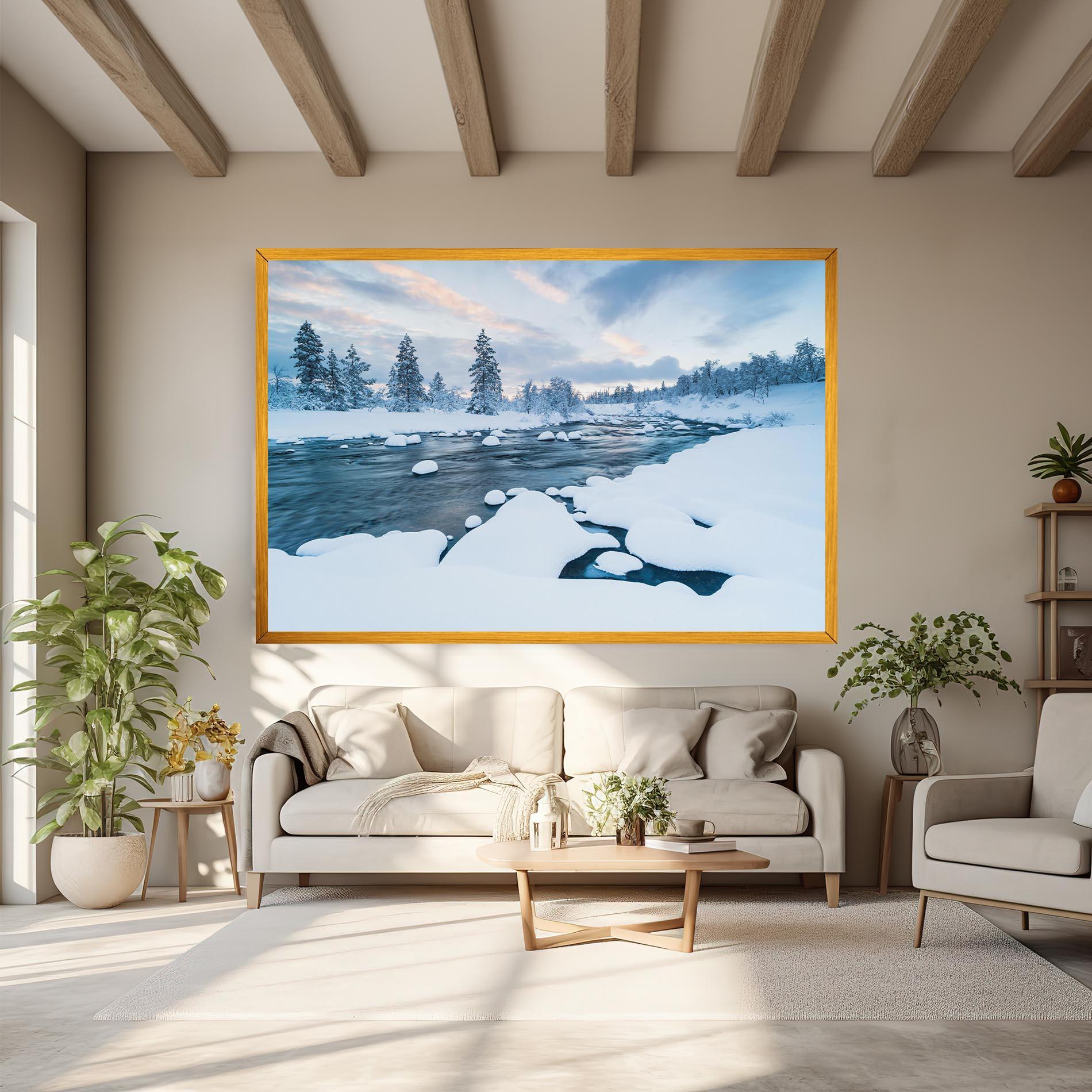 Картина на платно Winter River mockup 6