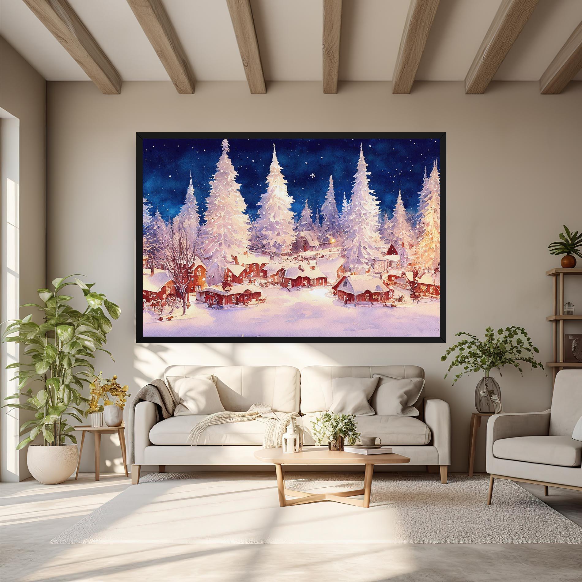 Картина на платно Snow Falling Painting mockup 6