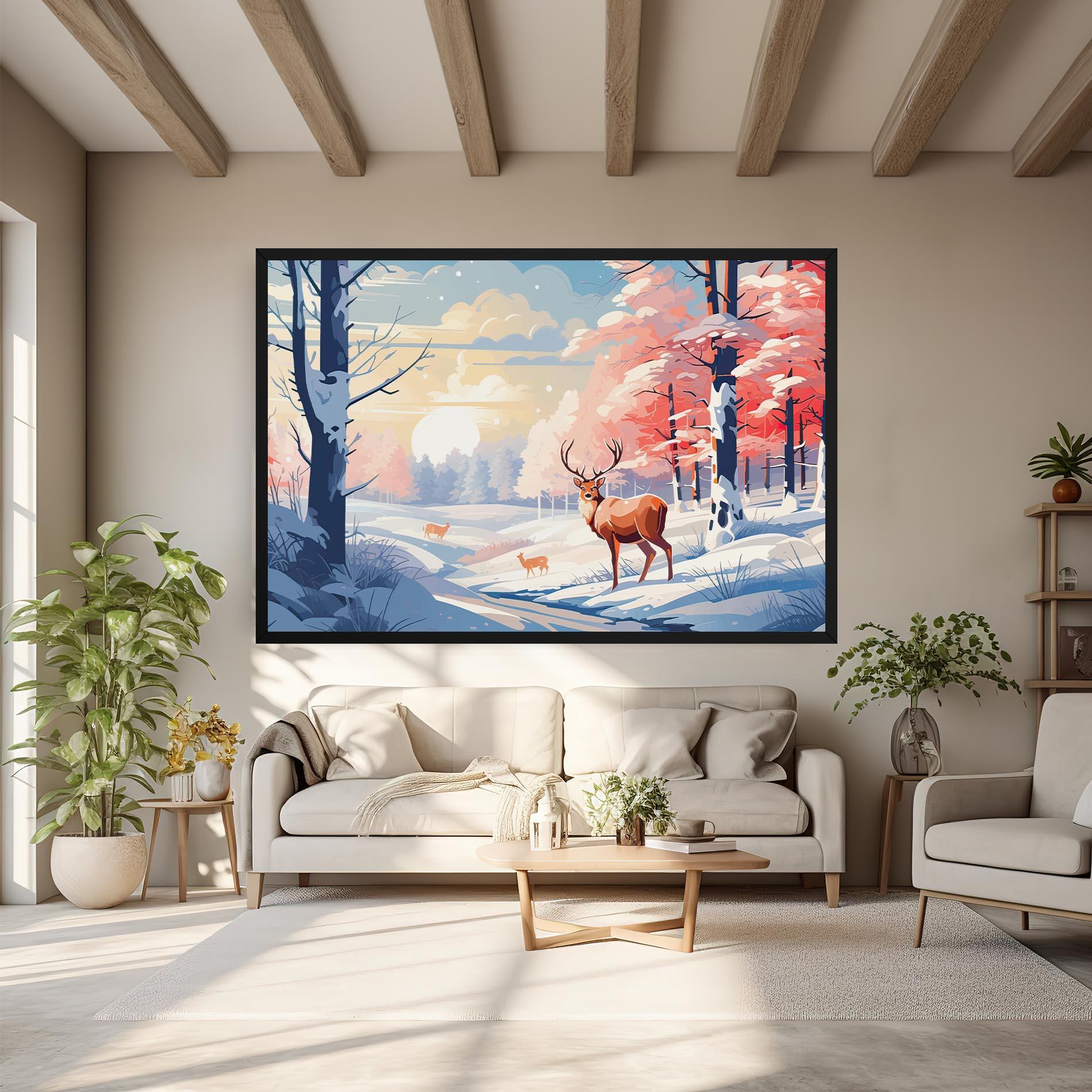 Картина на платно Winter Deer Art mockup 6