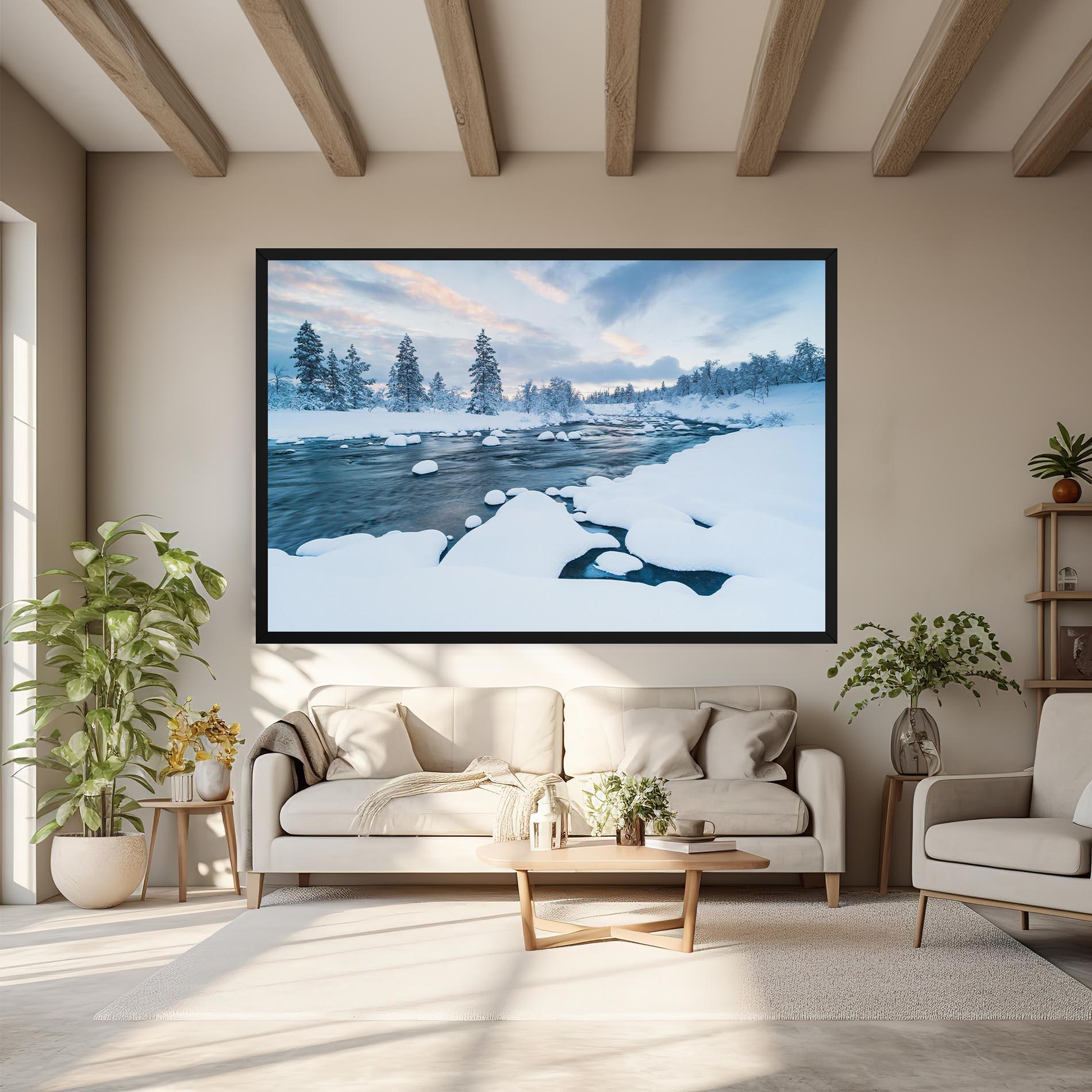 Картина на платно Winter River mockup 6