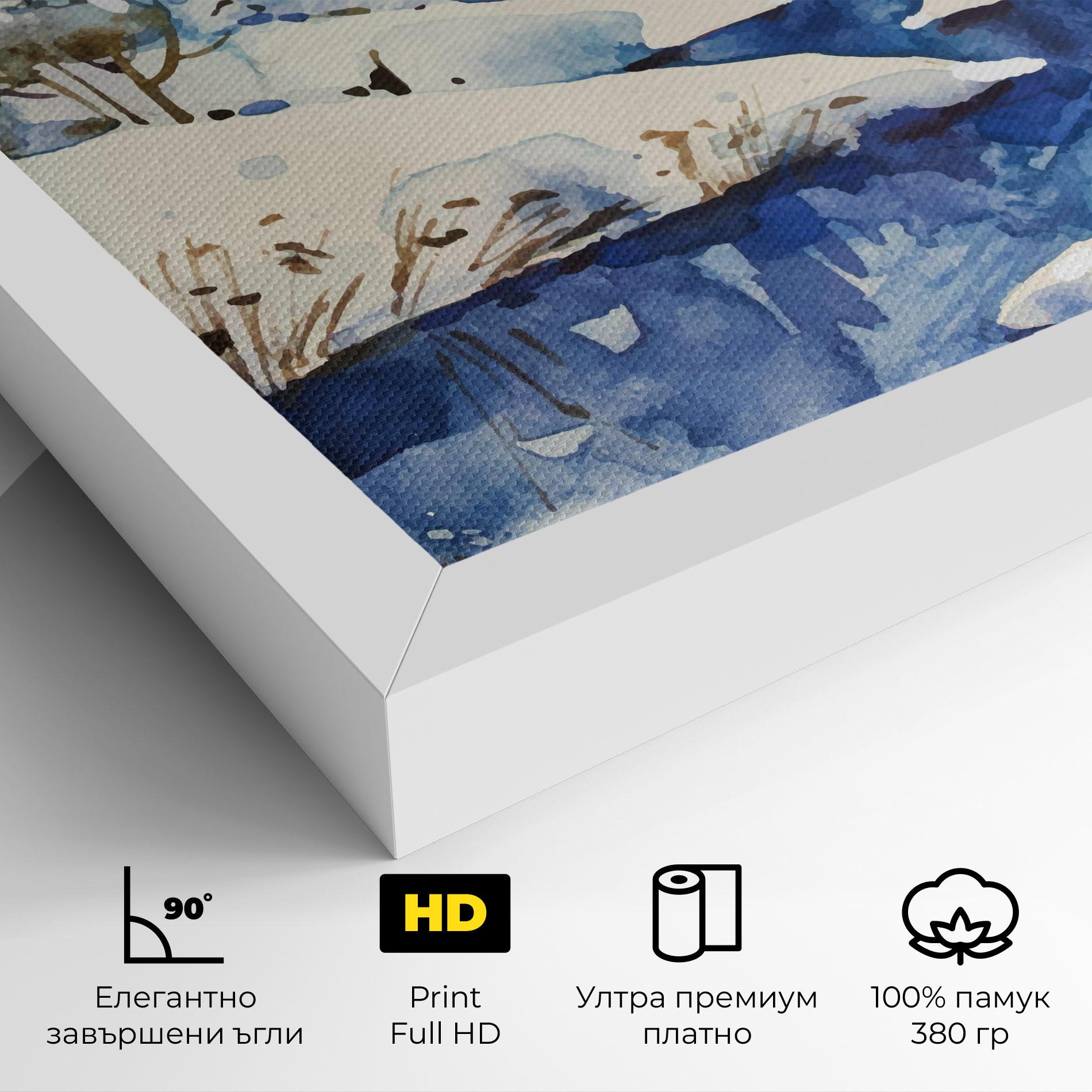 Картина на платно Blue Trees Winter mockup 4