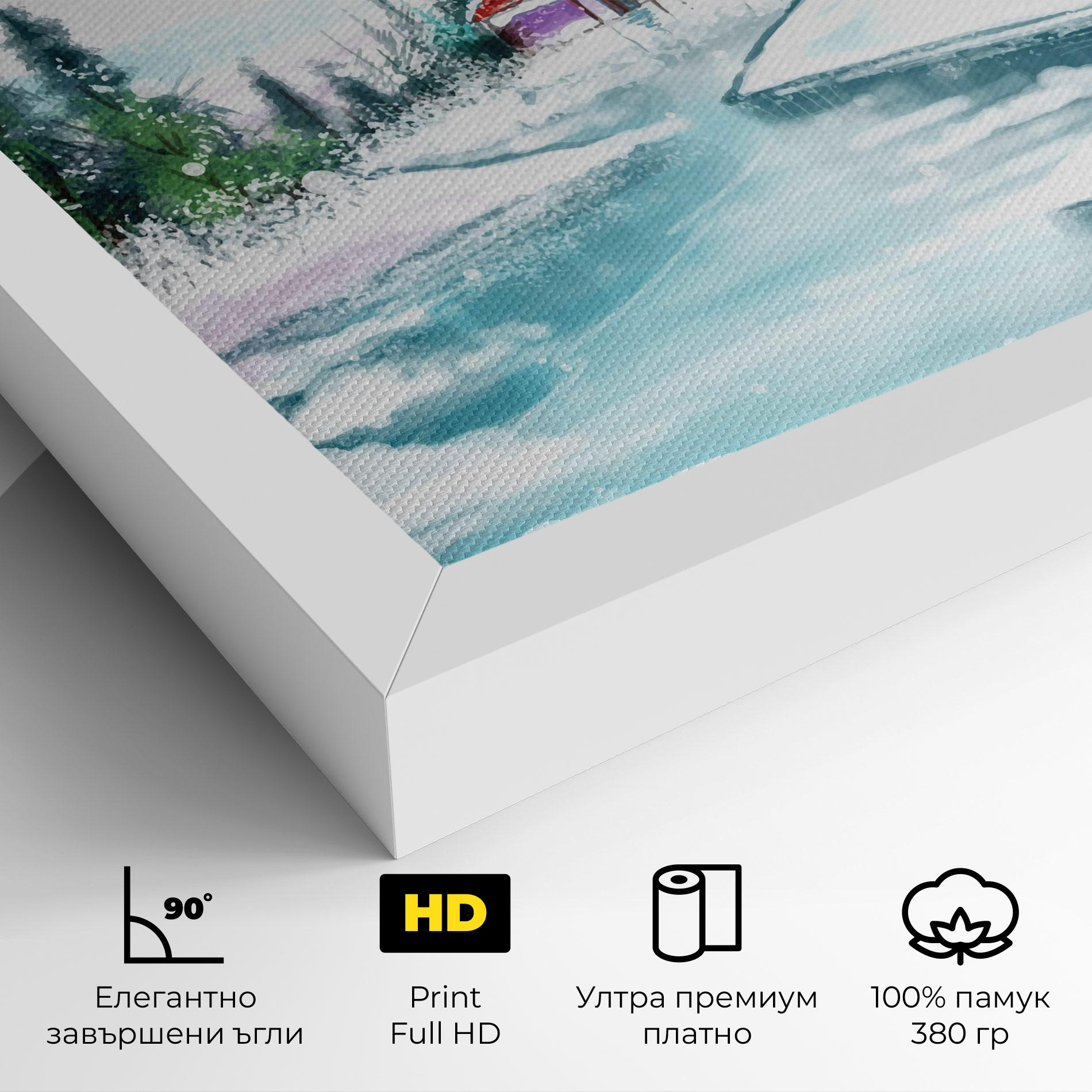 Картина на платно Purple House Winter mockup 4