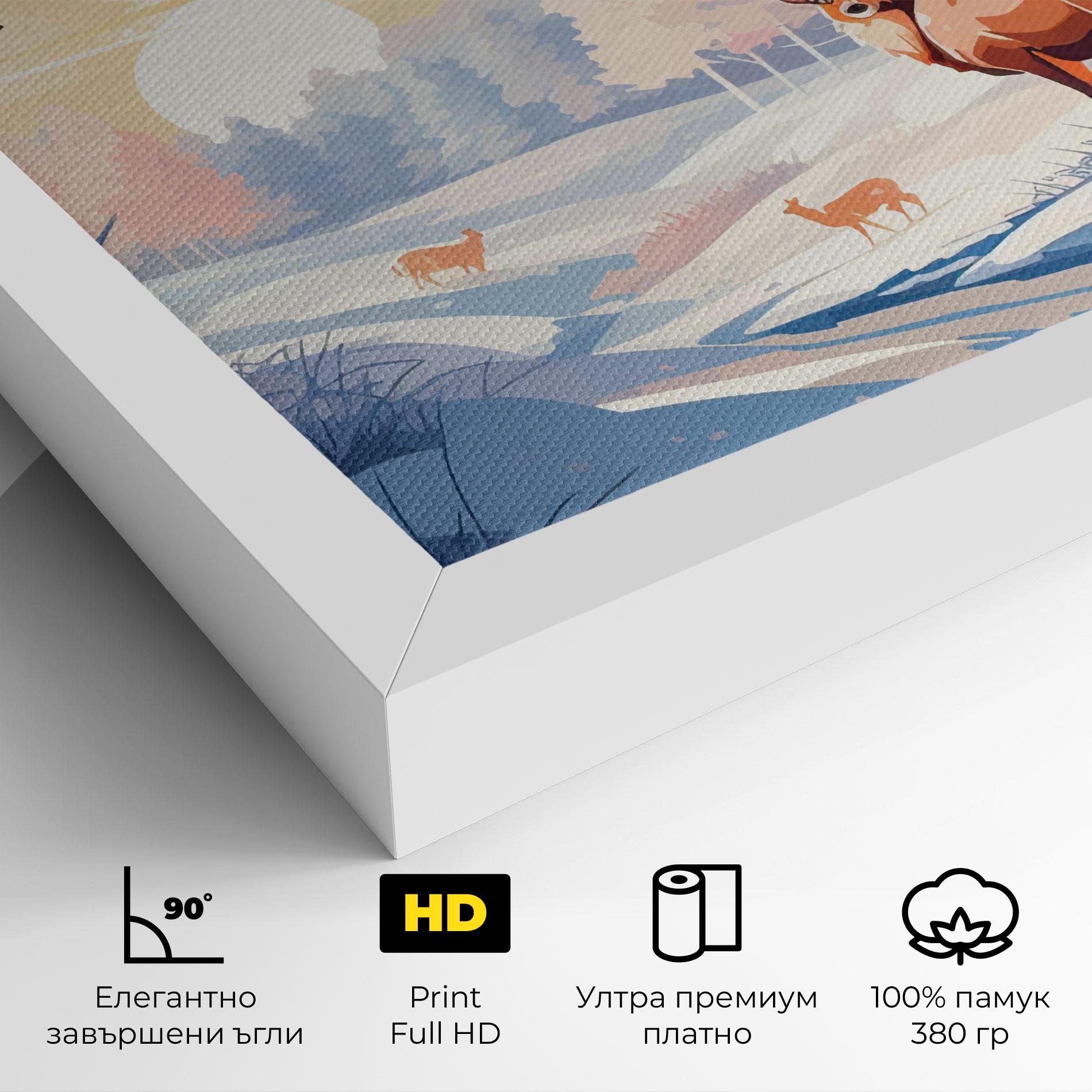Картина на платно Winter Deer Art mockup 4