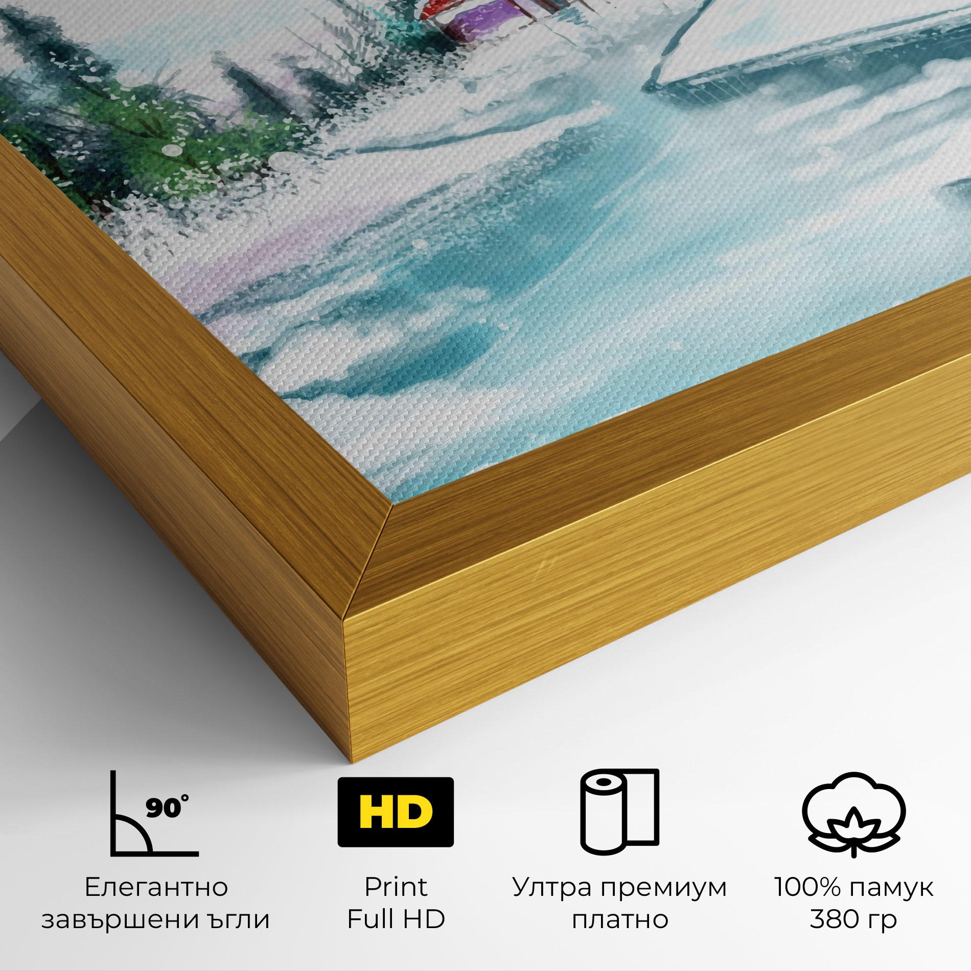 Картина на платно Purple House Winter mockup 4