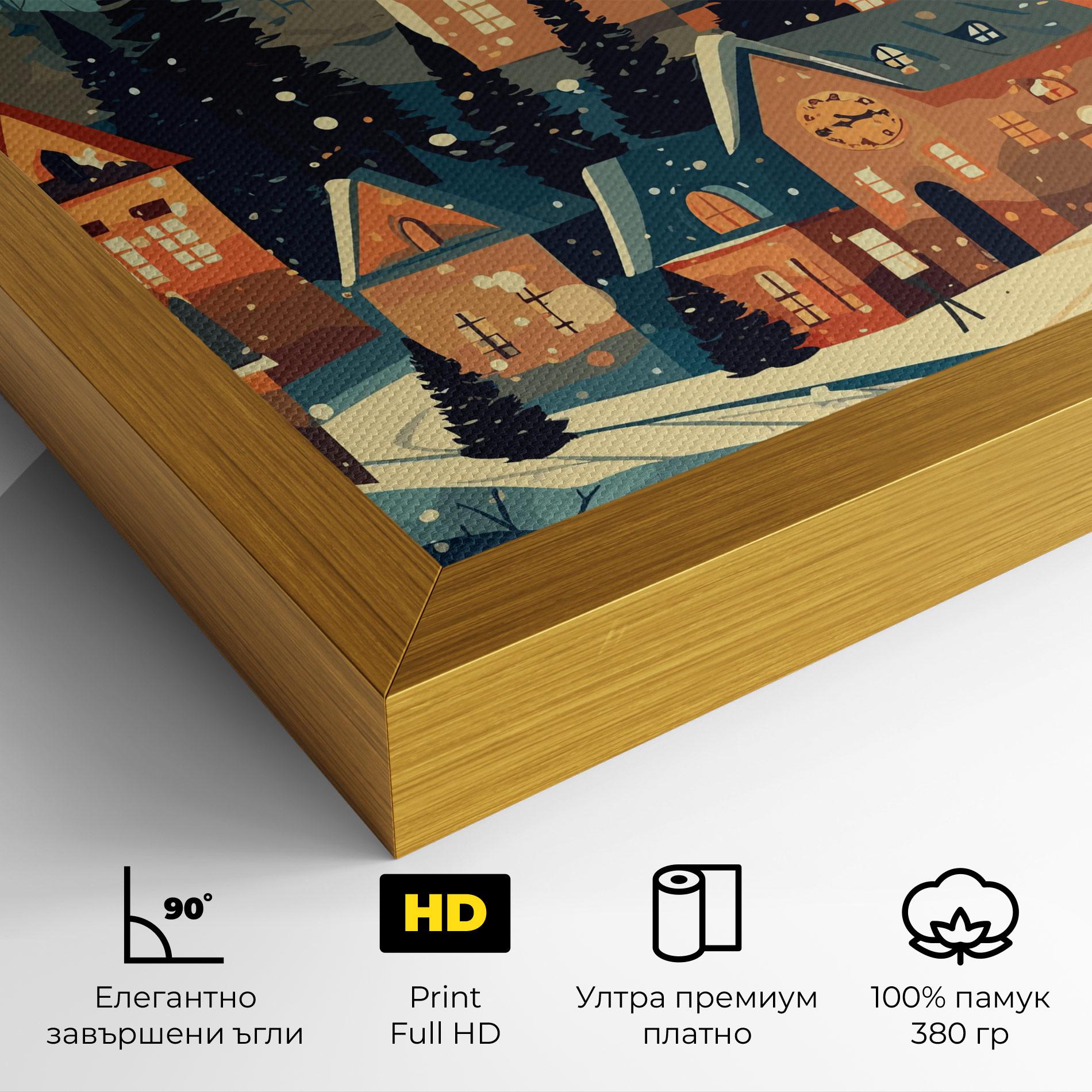 Картина на платно Winter View Houses mockup 4