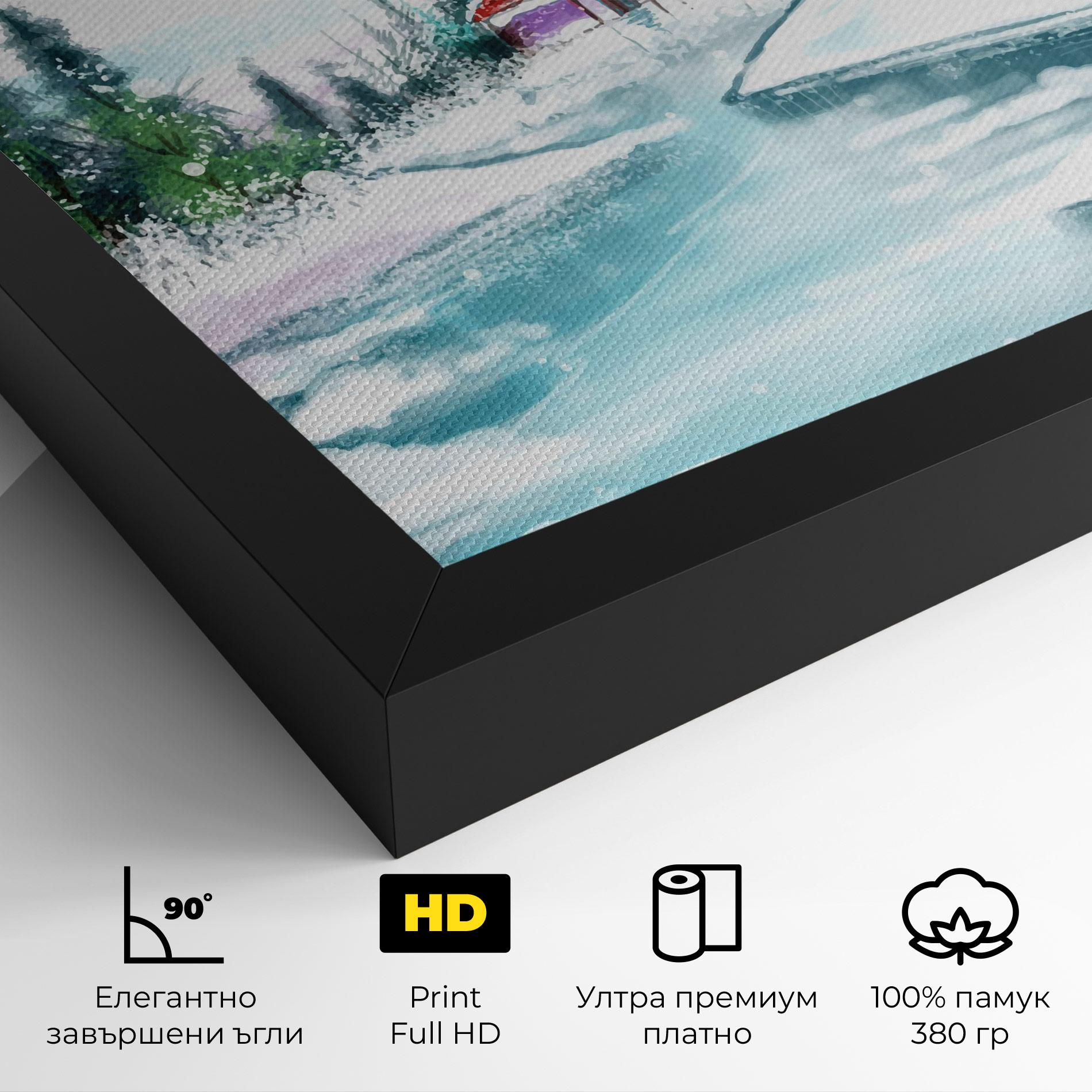 Картина на платно Purple House Winter mockup 4