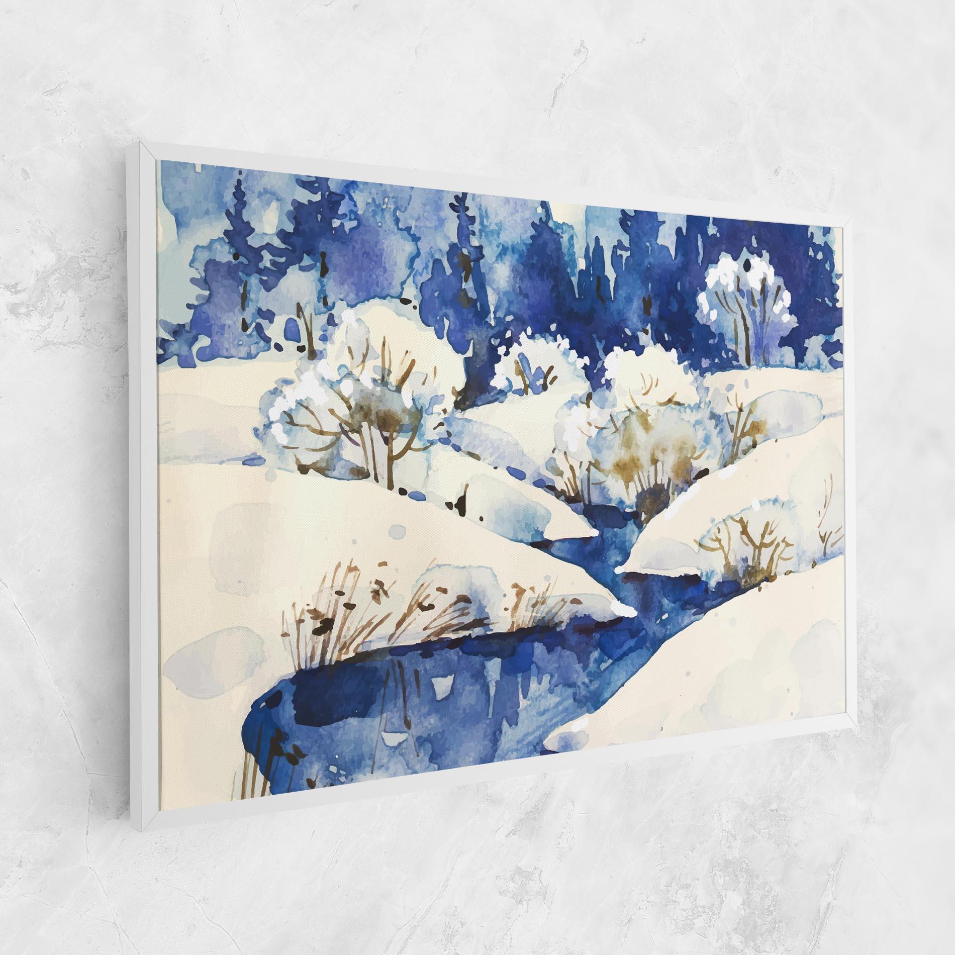 Картина на платно Blue Trees Winter mockup 1
