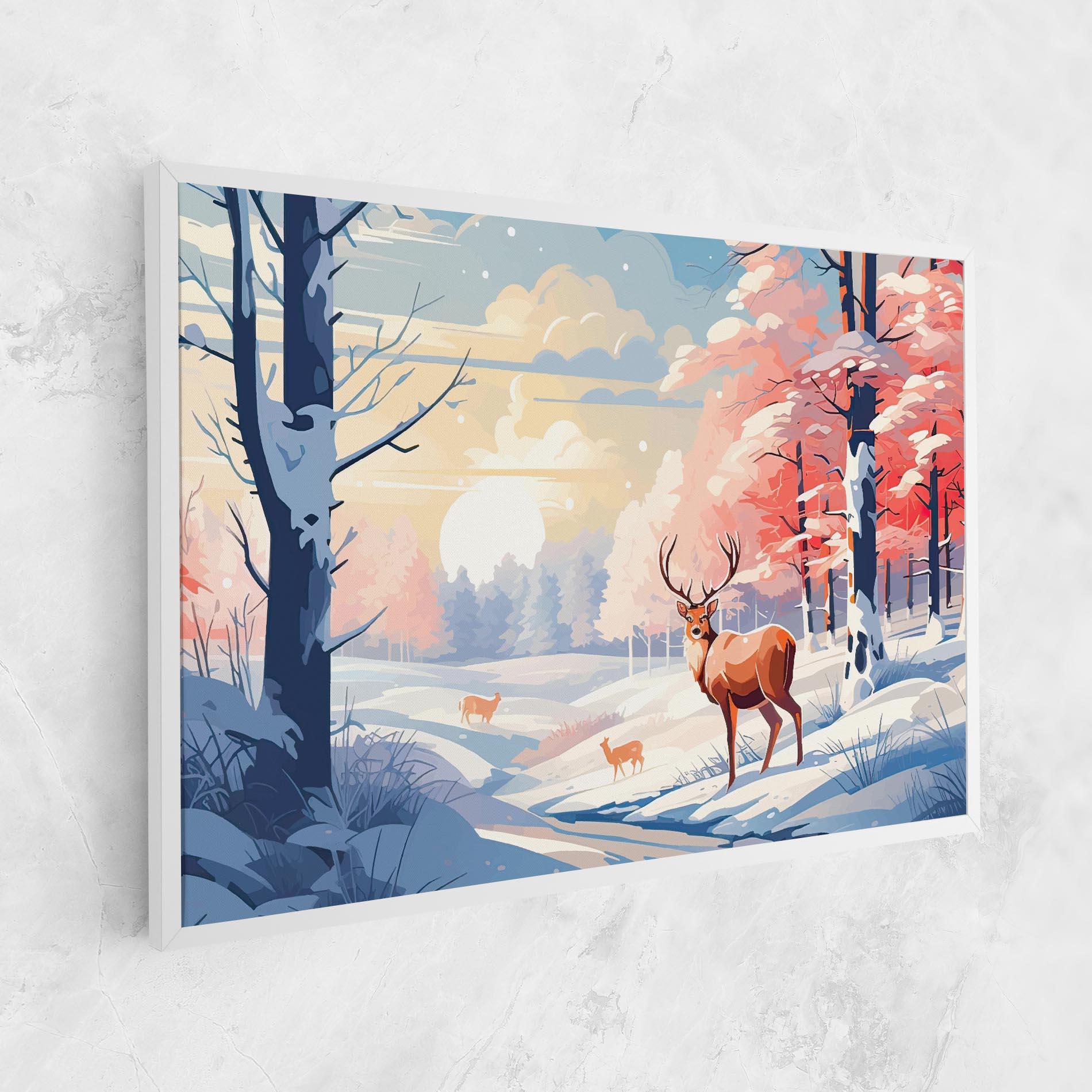 Картина на платно Winter Deer Art mockup 1