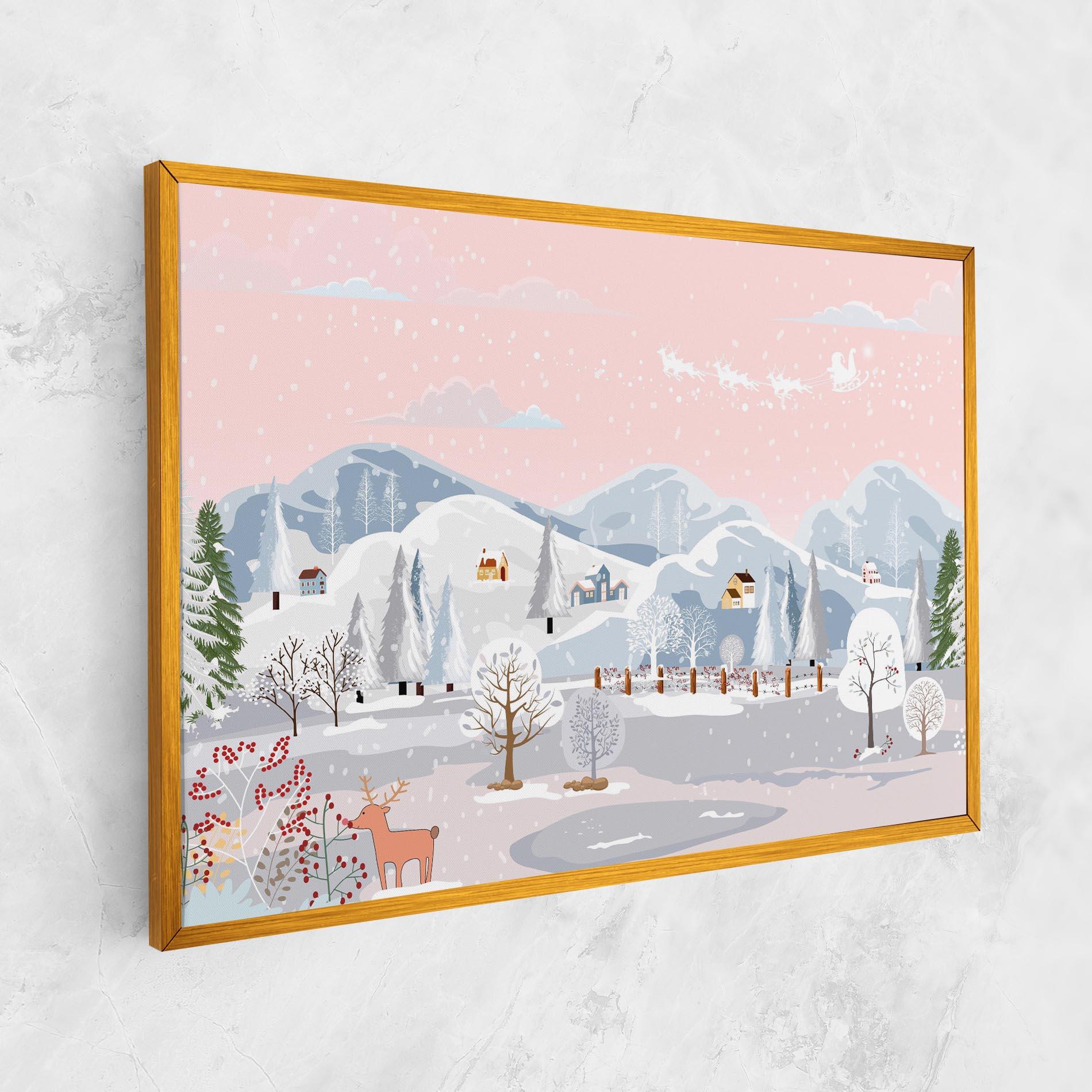 Картина на платно Pink Sky Winter mockup 1