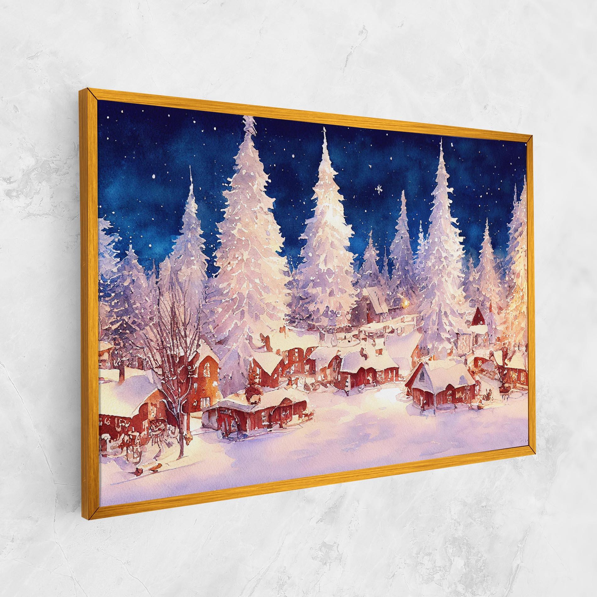Картина на платно Snow Falling Painting mockup 1