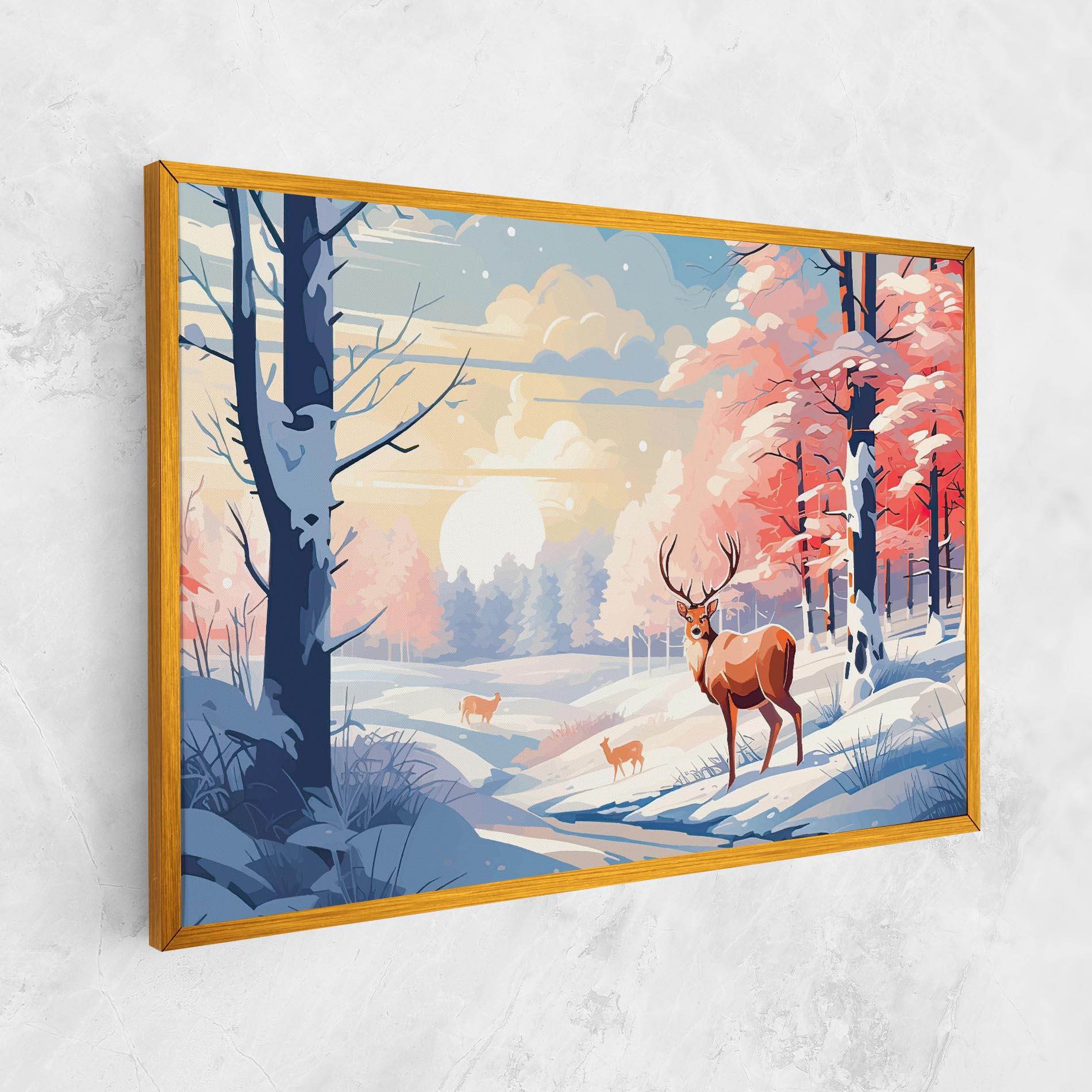 Картина на платно Winter Deer Art mockup 1