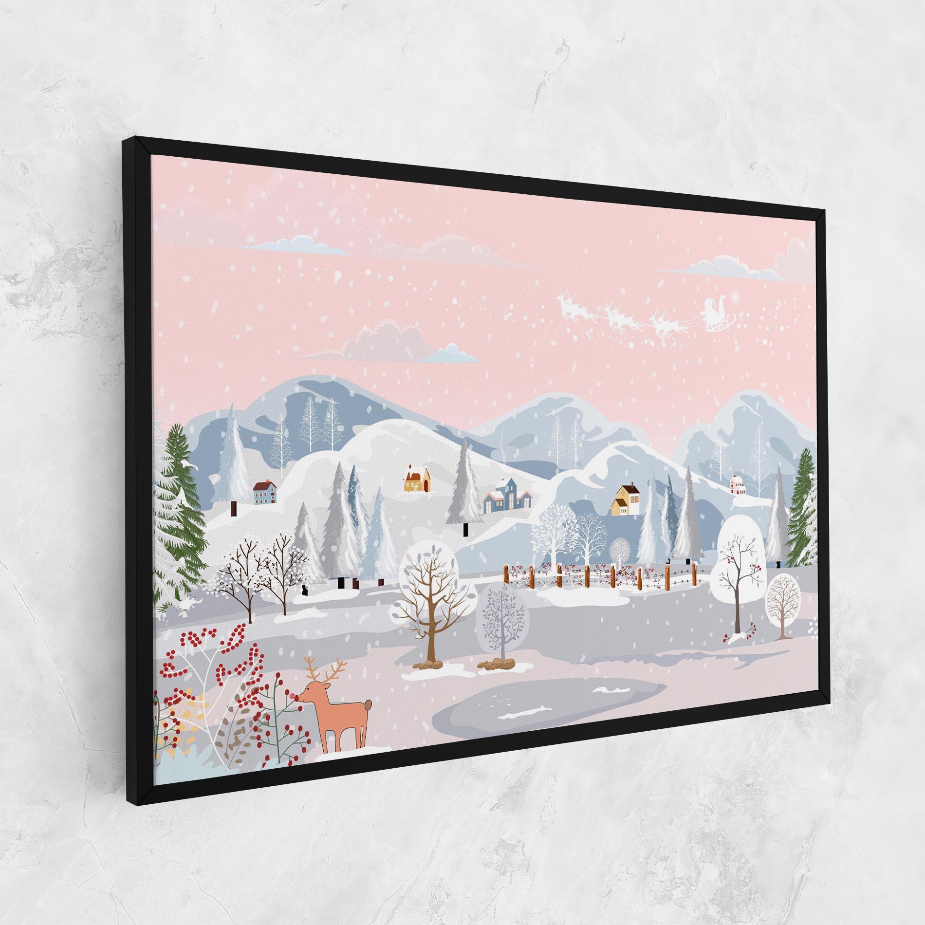 Картина на платно Pink Sky Winter mockup 1