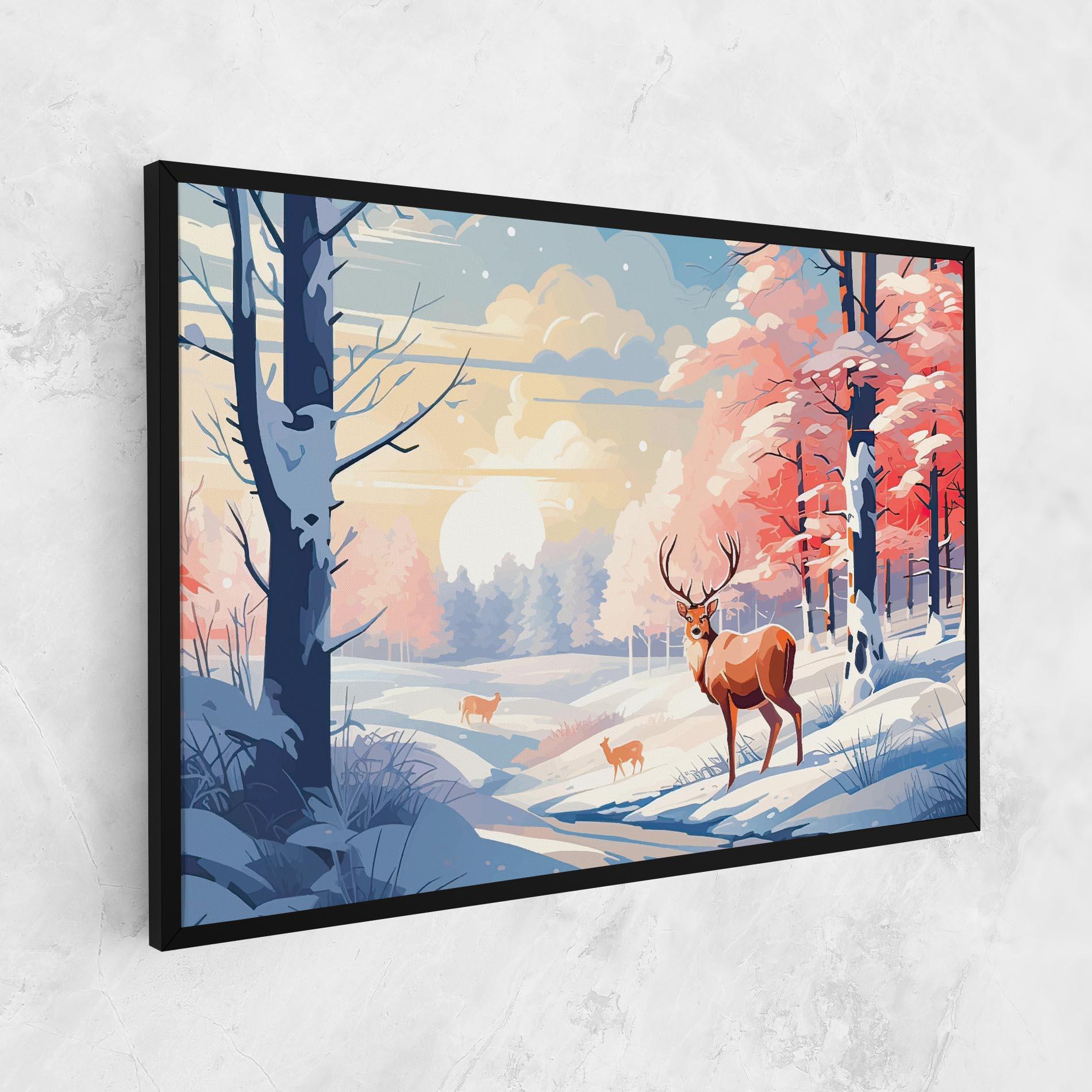 Картина на платно Winter Deer Art mockup 1